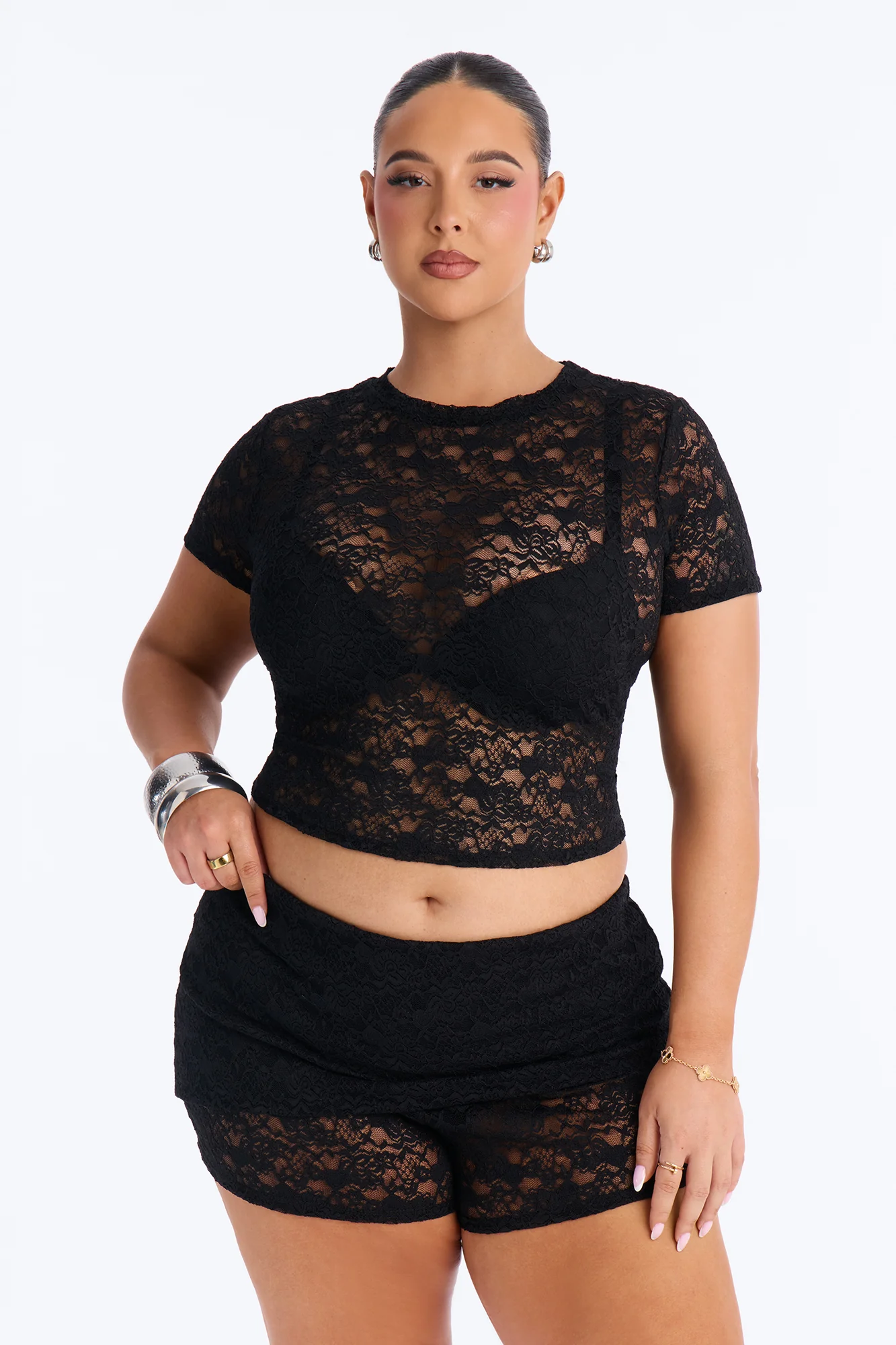 Ava Lace Short Set - Black - Image 6