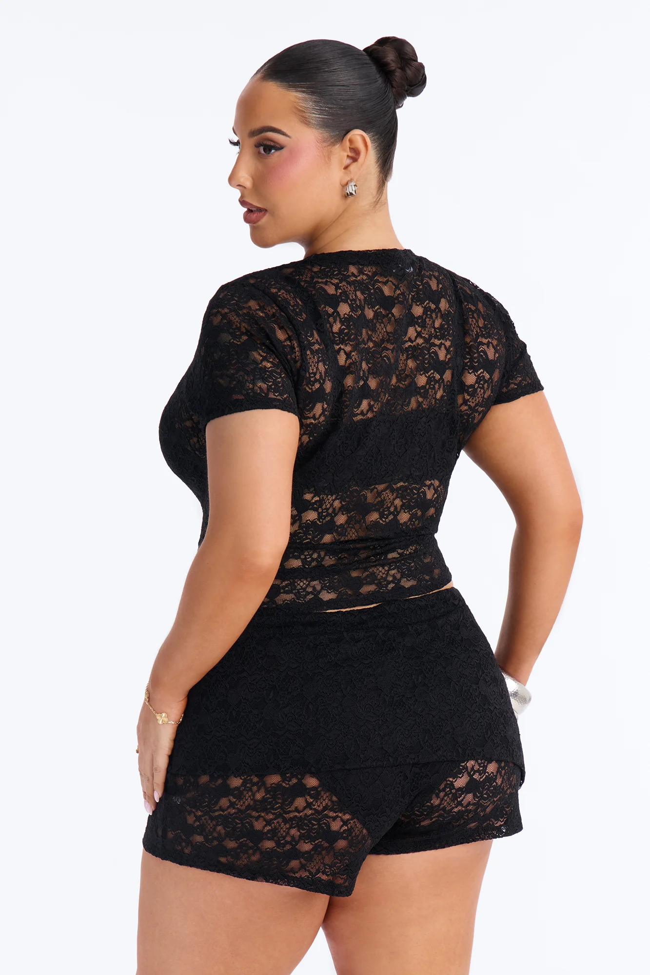 Ava Lace Short Set - Black - Image 8