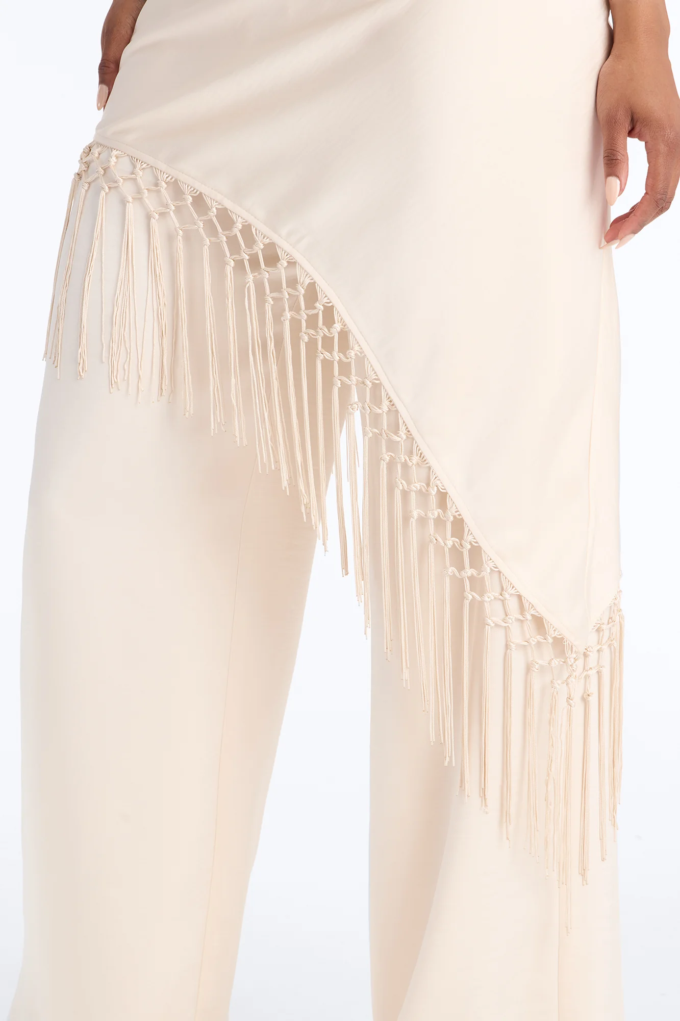 Avara Fringe Halter Pant Set - Cream - Image 3