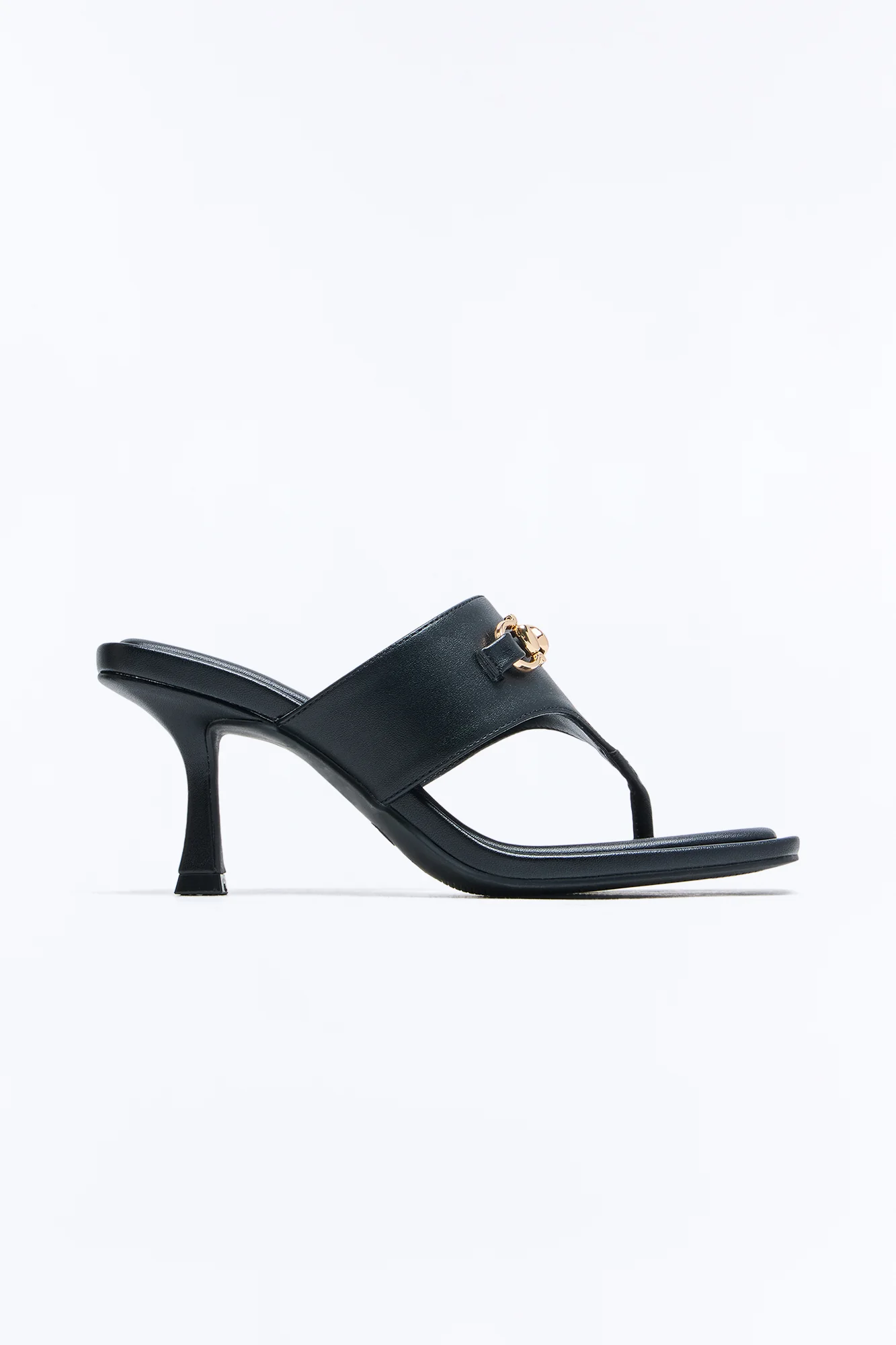 Ave Hardware Thong Heels - Black