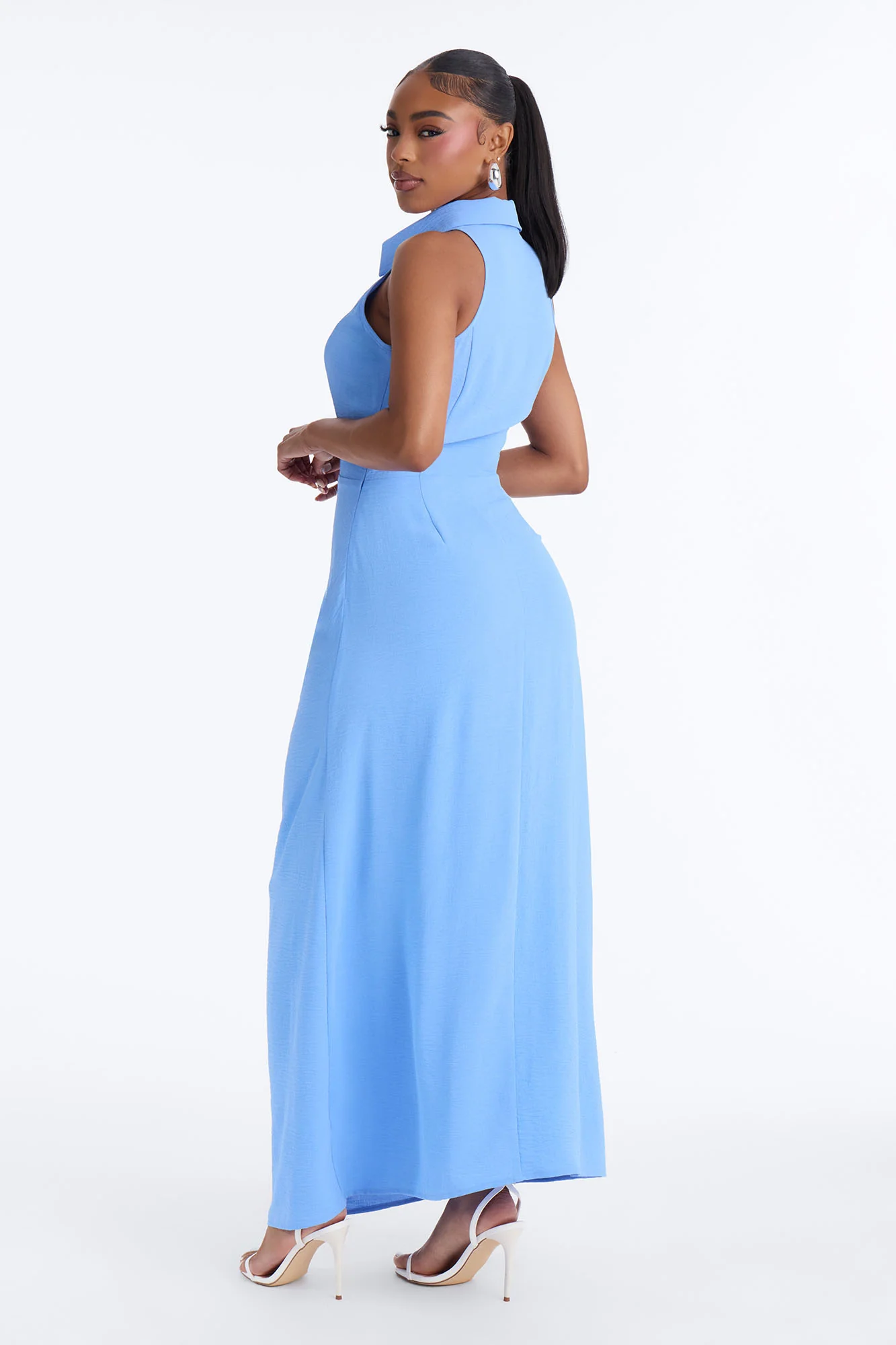 Avery Collared Maxi Dress - Blue - Image 3