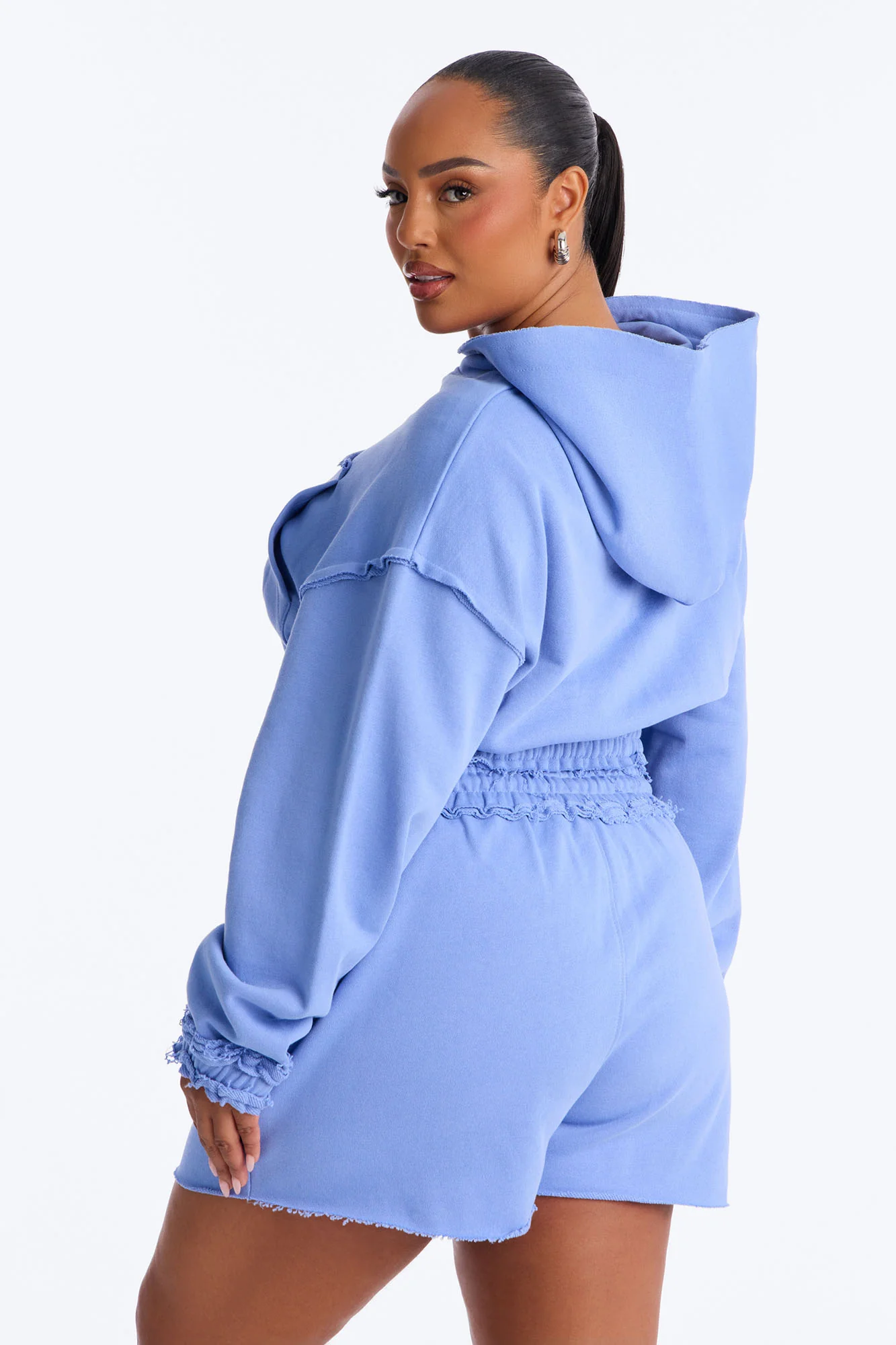 Avery French Terry Zip Up Short Set - Periwinkle - Image 8