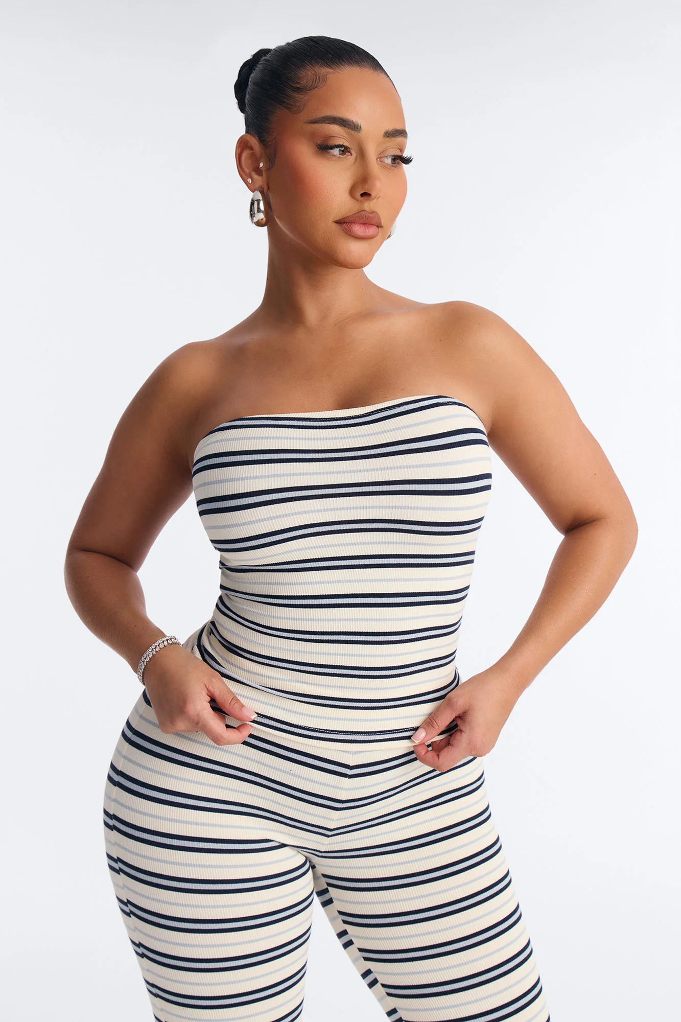 Avery Striped Strapless Capri Set - Cream/combo - Image 2