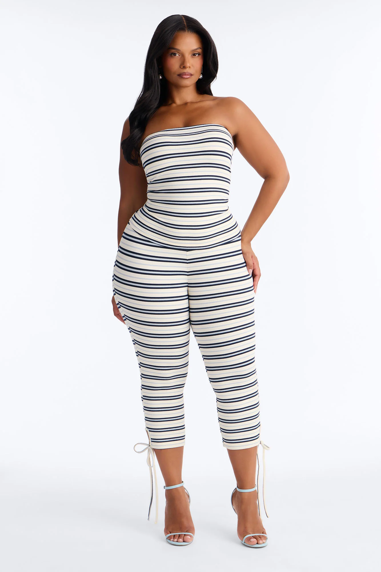 Avery Striped Strapless Capri Set - Cream/combo - Image 5