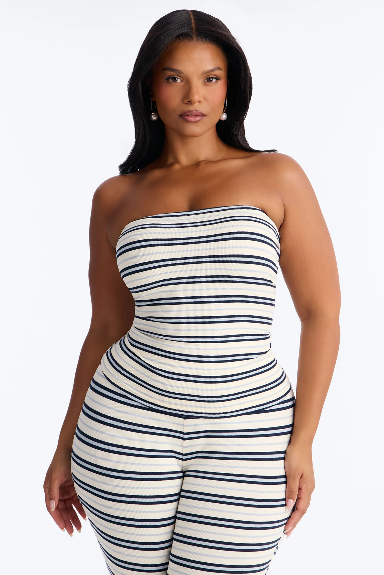 Avery Striped Strapless Capri Set - Cream/combo - Image 6