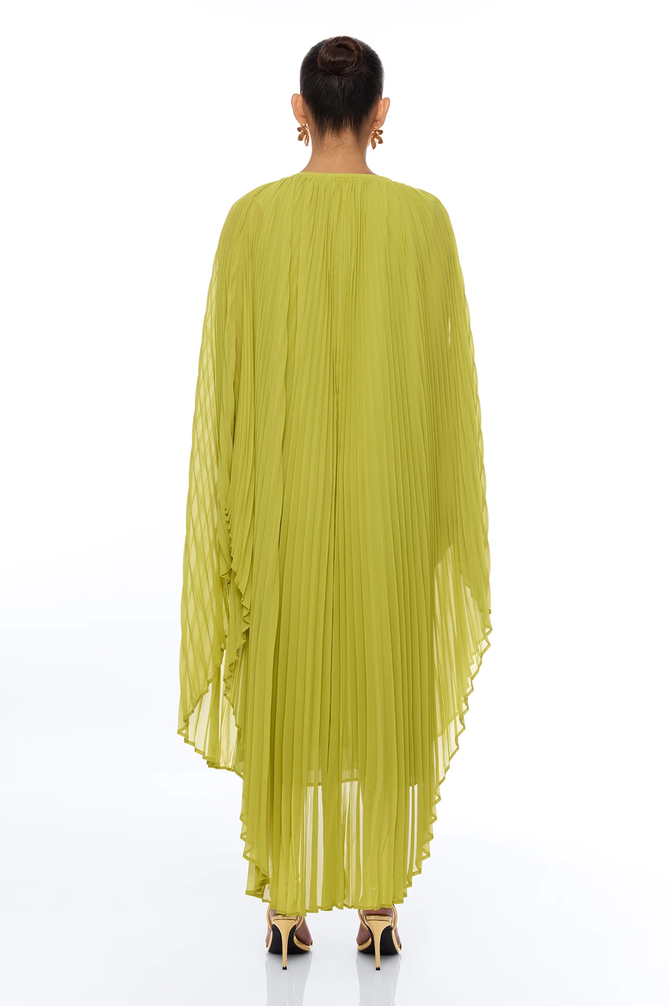 Aviana Pleated Maxi Dress - Chartreuse - Image 4