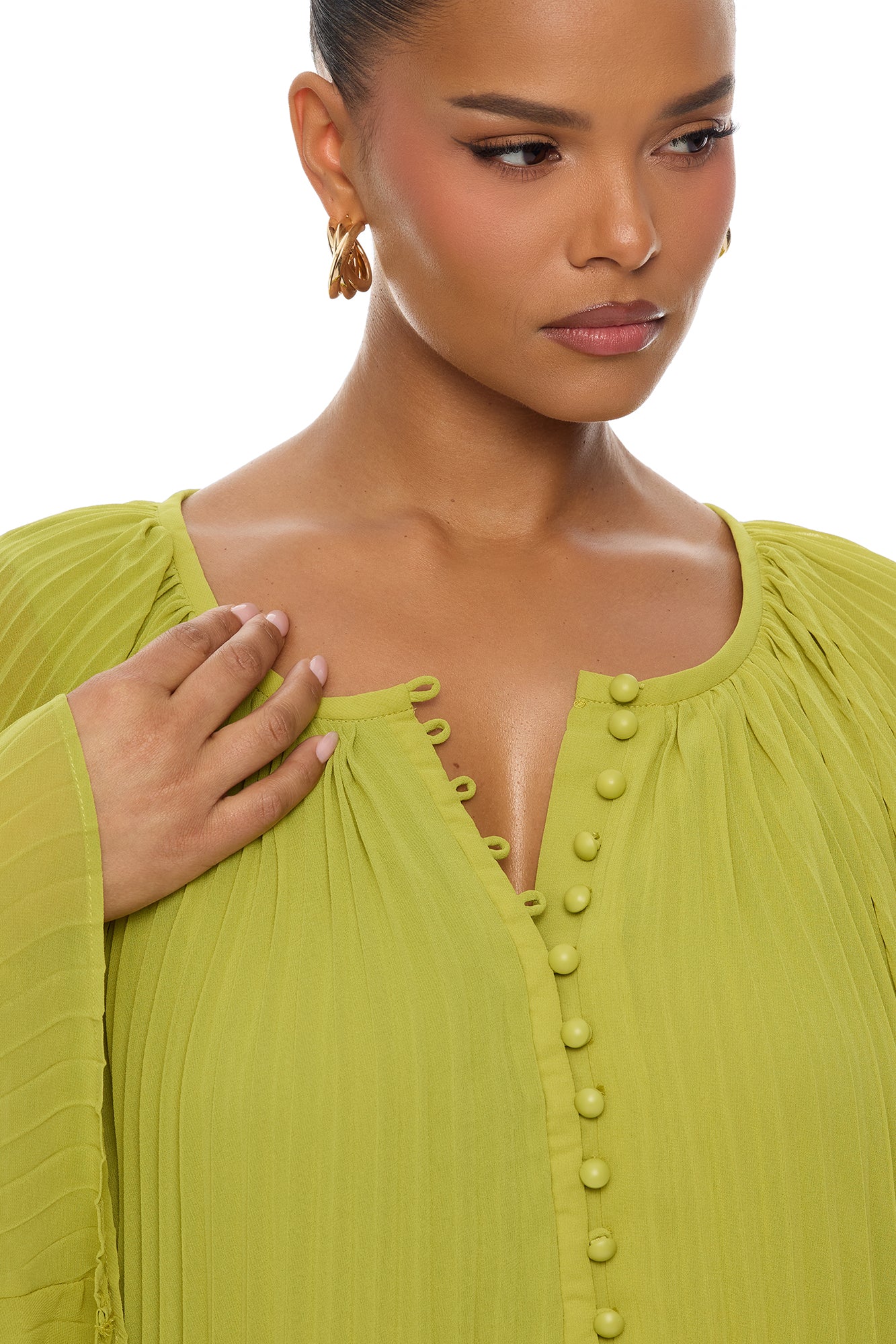 Aviana Pleated Maxi Dress - Chartreuse - Image 7