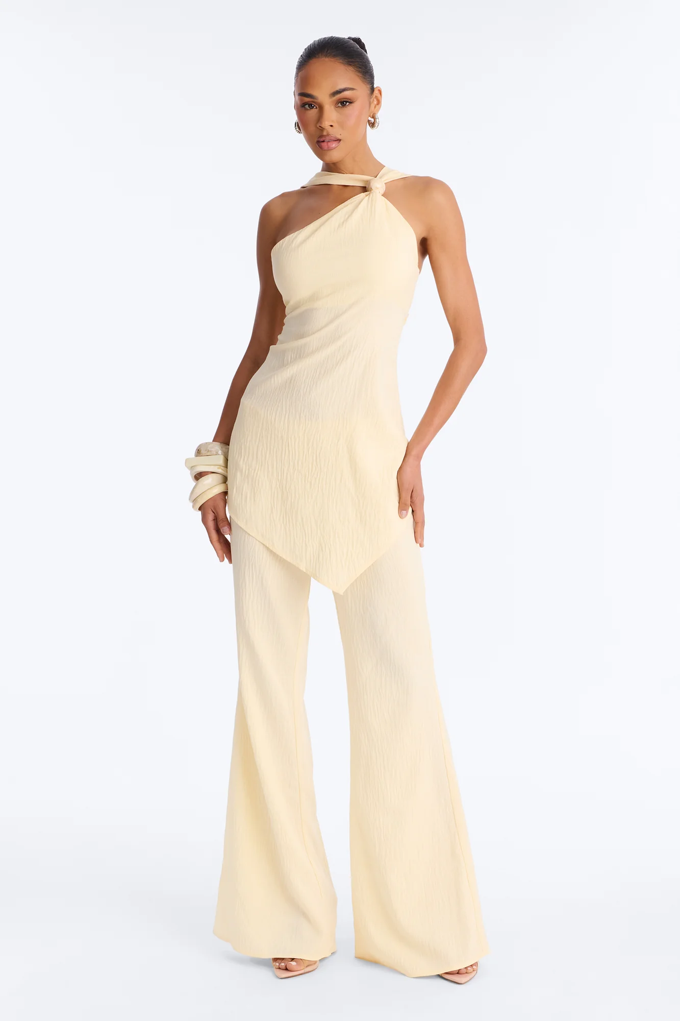 Ayla Asymmetrical Pant Set - Butter Yellow