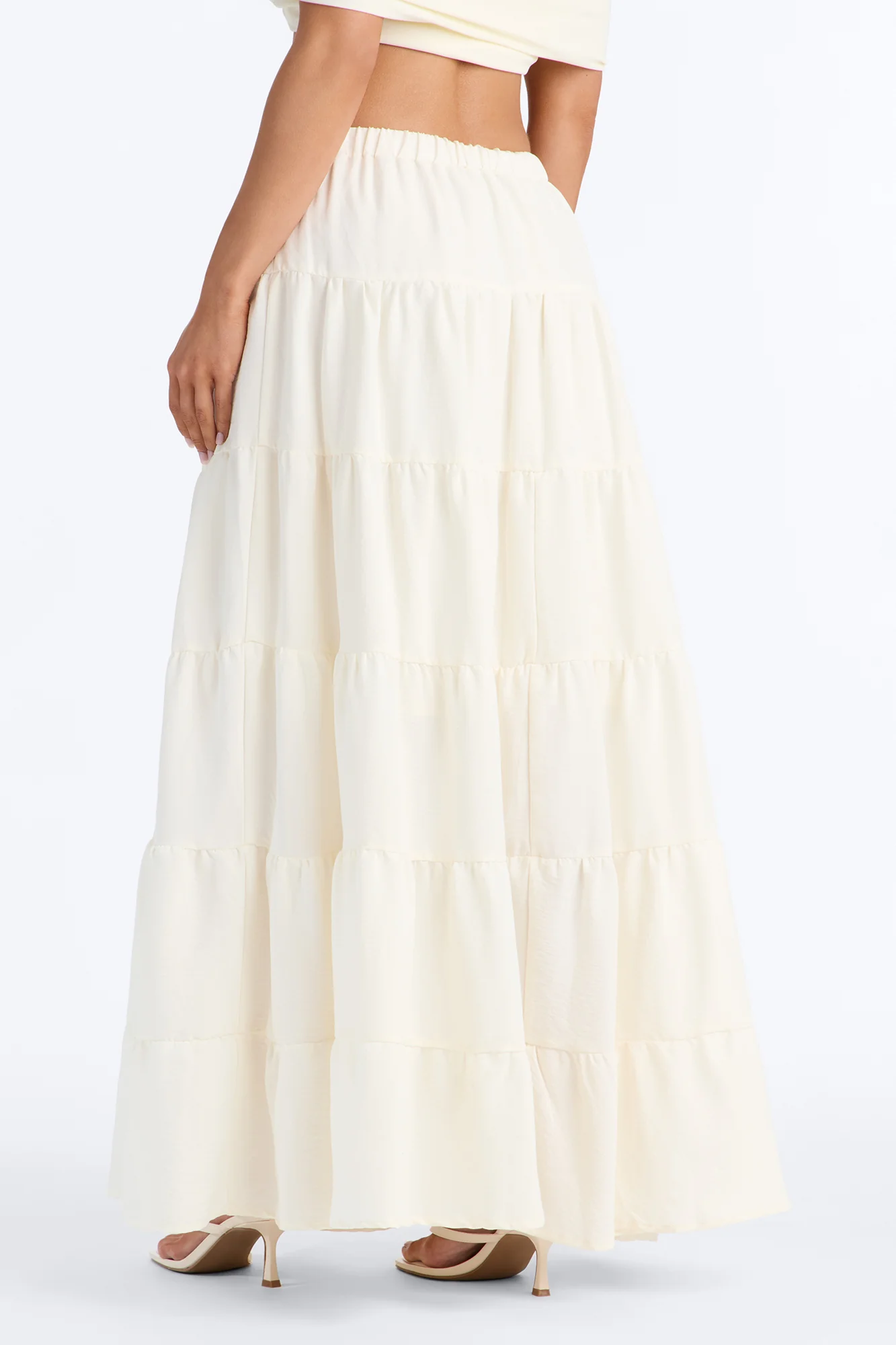 Aza Low Rise Tiered Maxi Skirt - Off White - Image 4