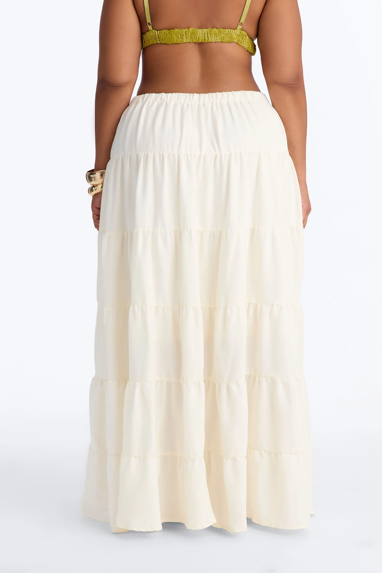 Aza Low Rise Tiered Maxi Skirt - Off White - Image 8