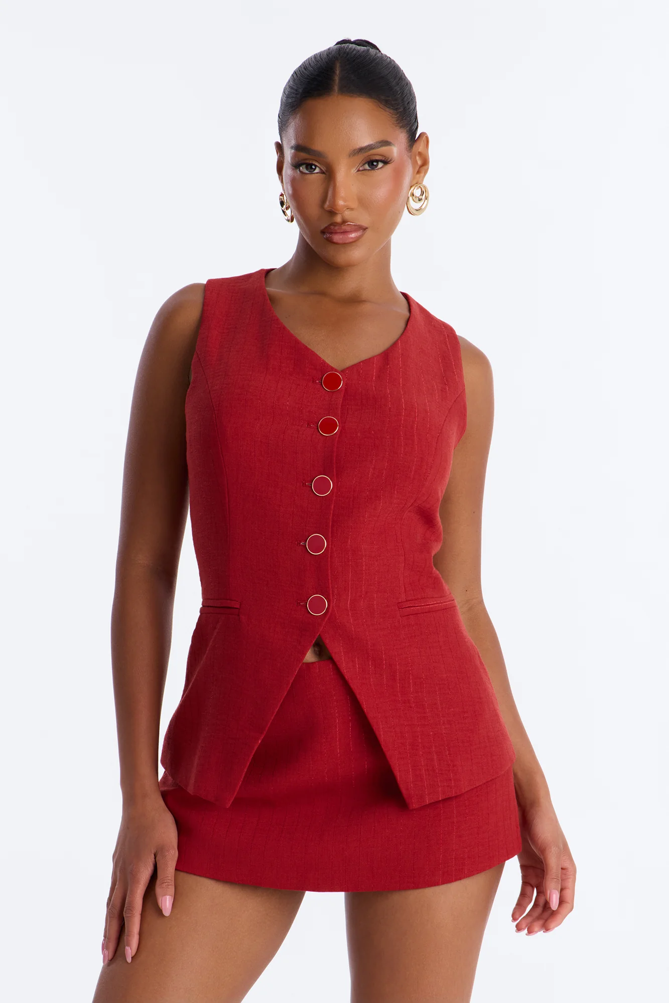 Azalea Linen Skort Set - Terracotta - Image 2