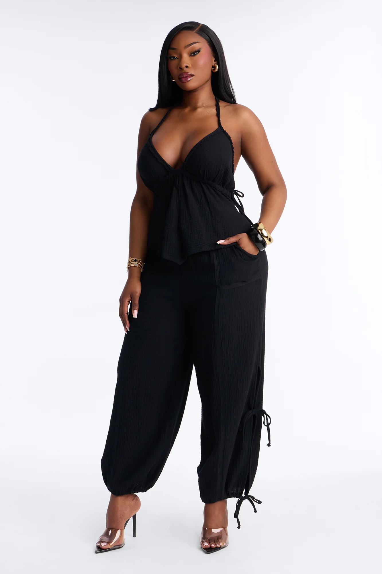 Azuki Balloon Pant Set - Black