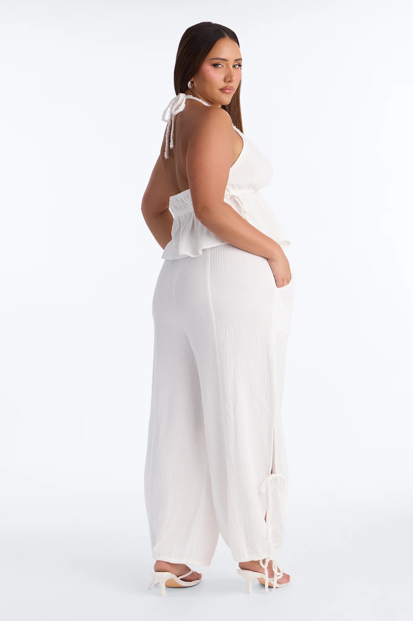 Azuki Balloon Pant Set - White - Image 7
