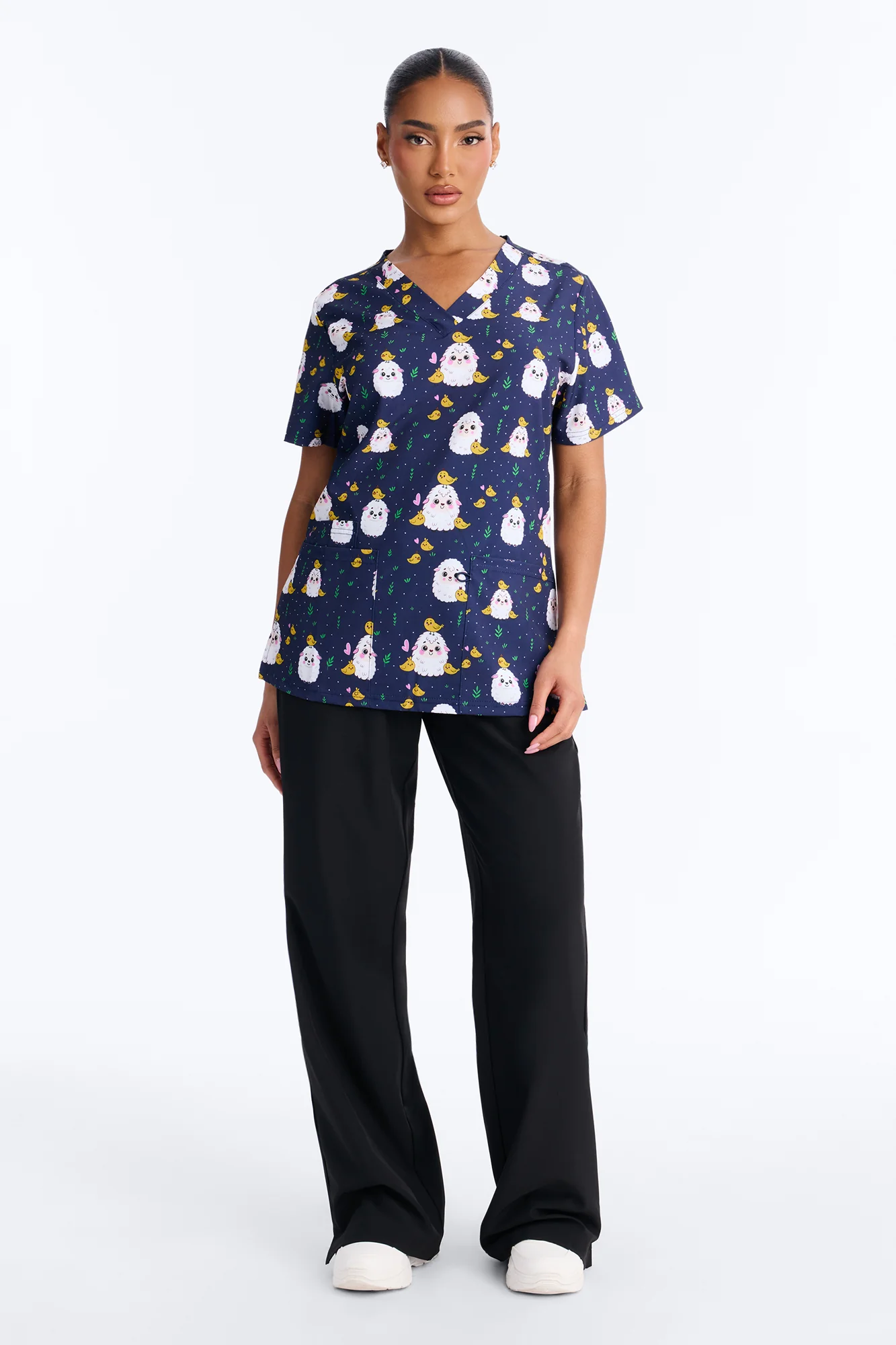 Ba Ba Baby Chick Scrub Top - Black/combo - Image 2