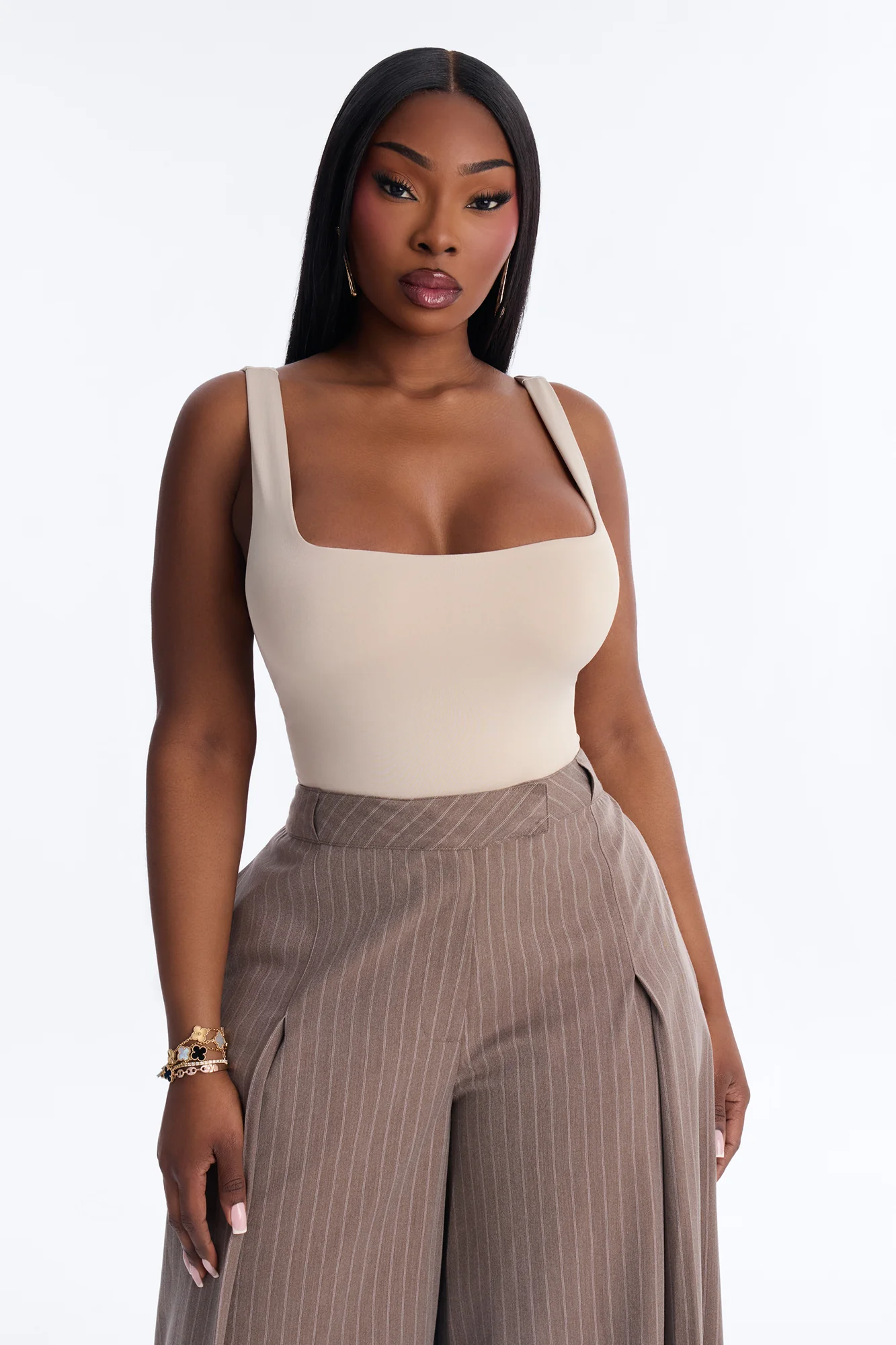 Back To Basic Double Lined Bodysuit - Stone - Image 7