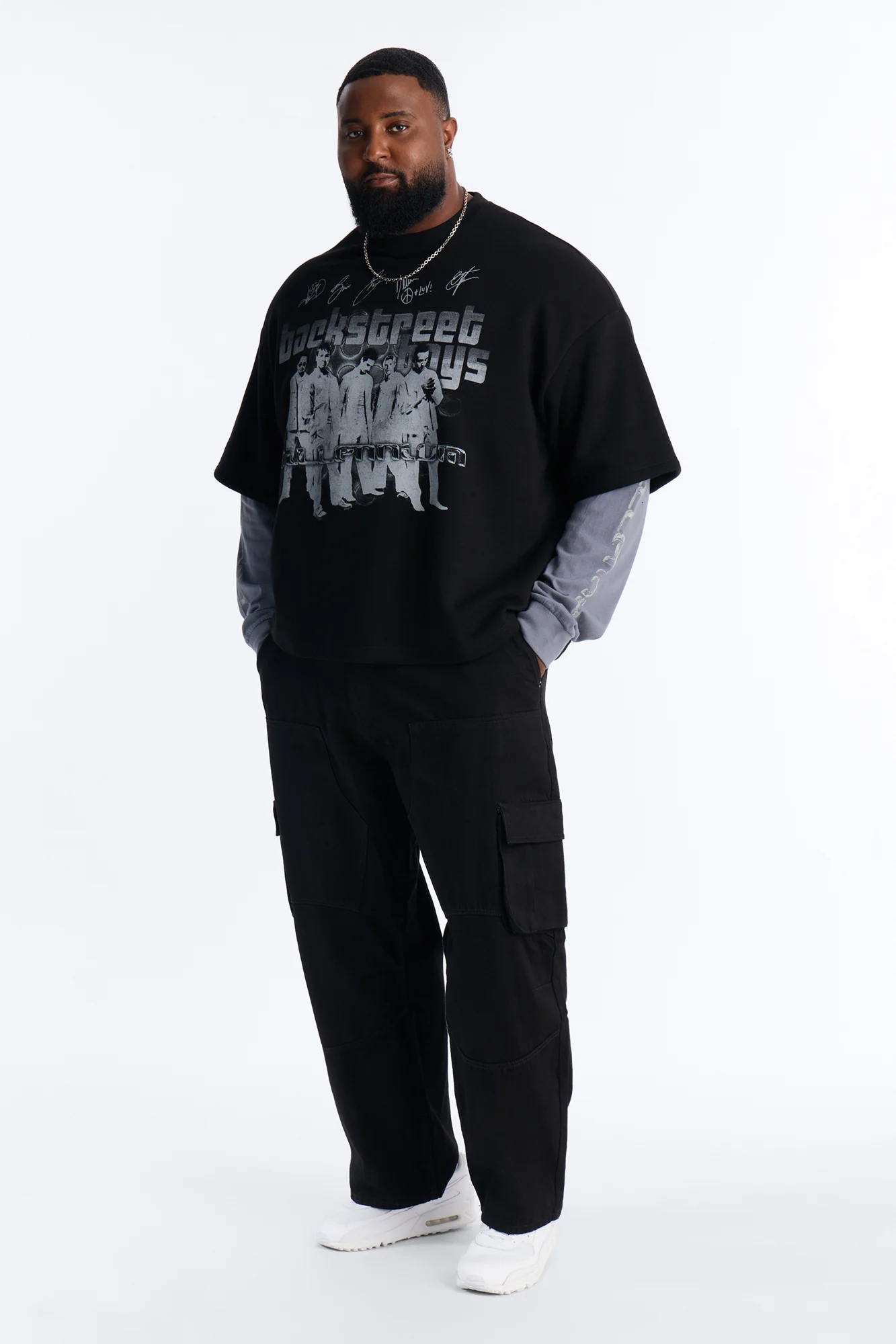 Backstreet Boys Larger Than Life Oversized Fleece Twofer - Black Wash - Image 7
