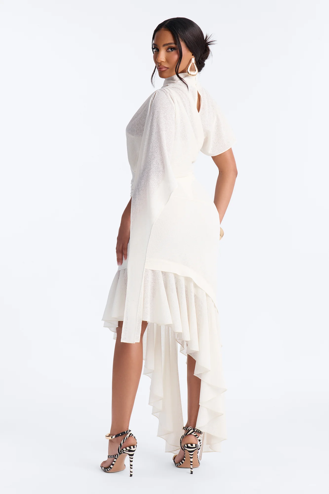 Baddie Asymmetrical Maxi Dress - Off White - Image 4