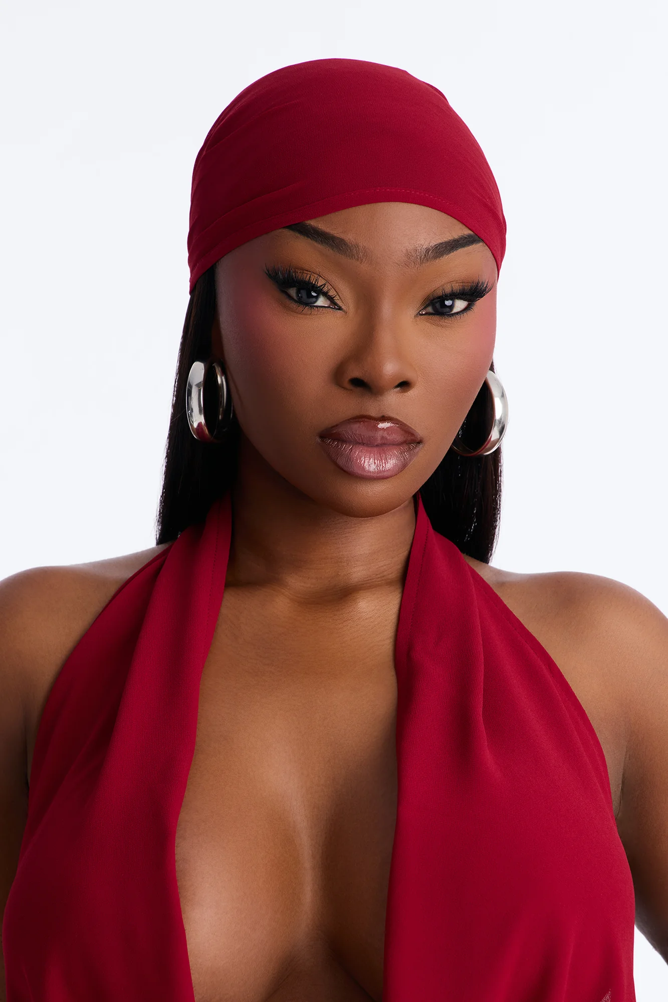 Baddie Energy Head Wrap Top 2 Piece Set - DarkRed - Image 3
