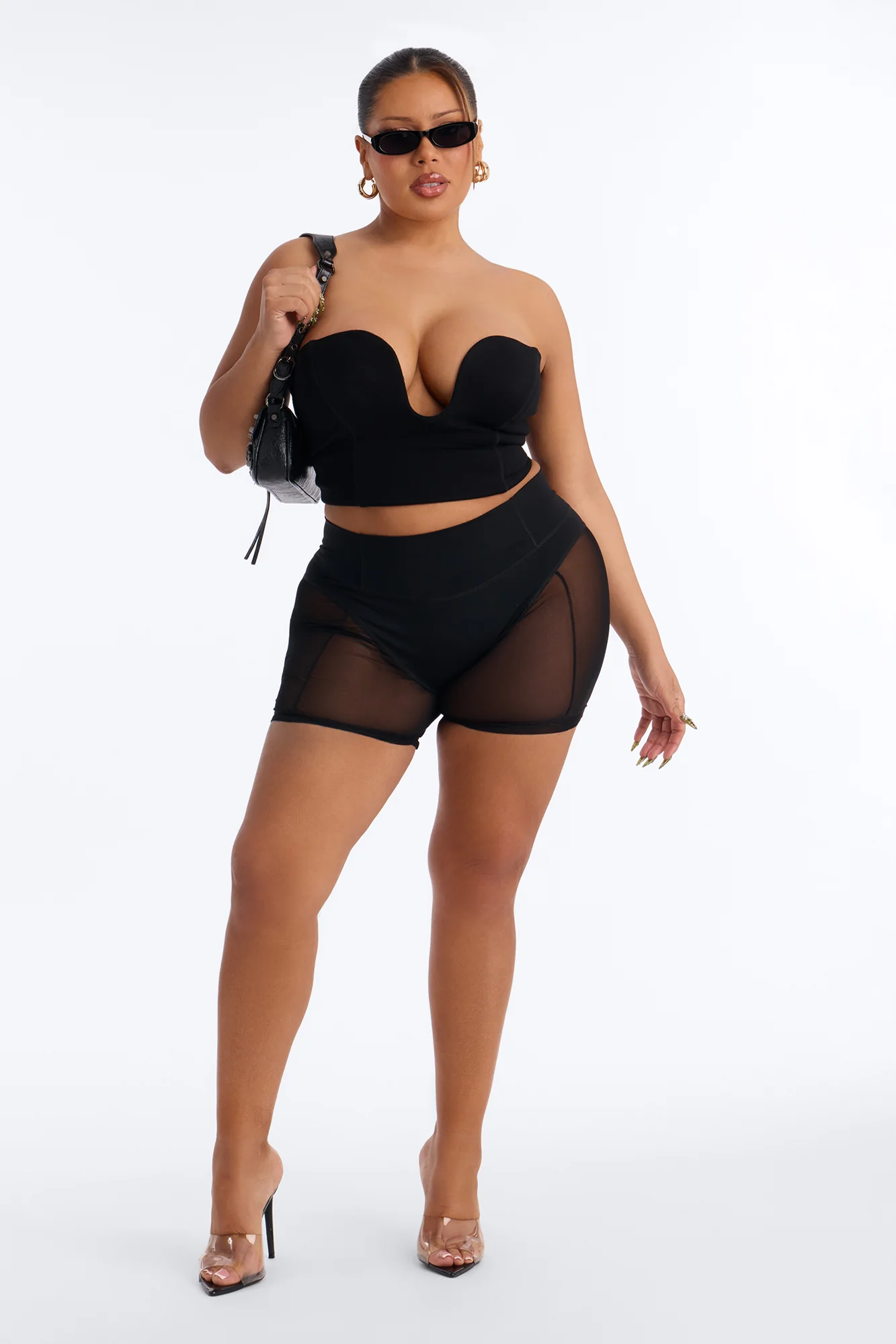 Baddie Instincts Mesh Biker Short - Black - Image 5