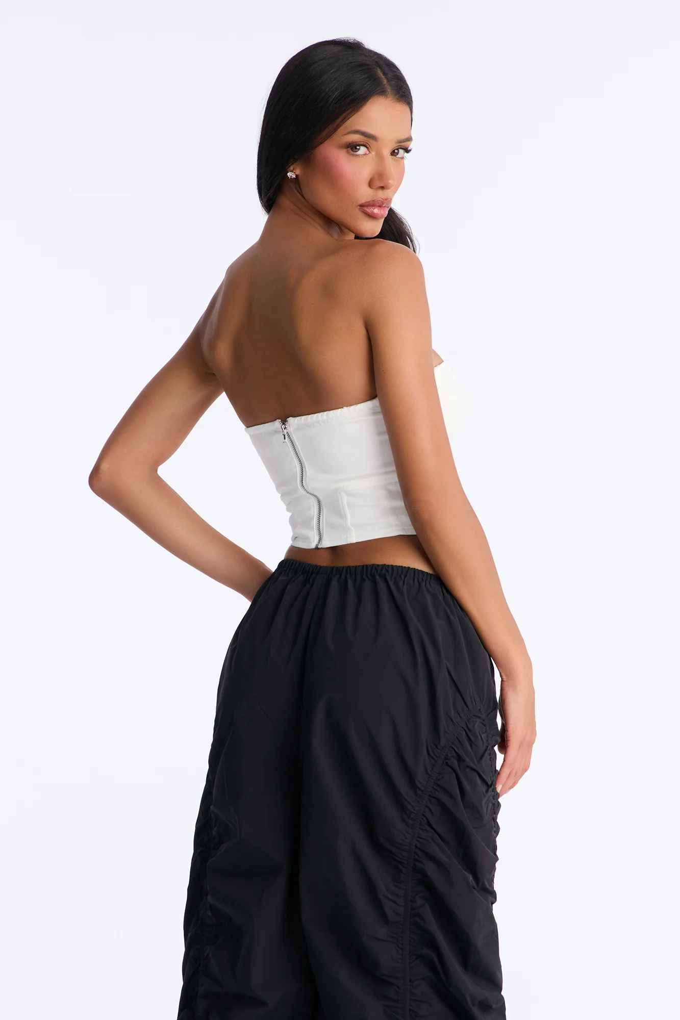 Bae For Tonight Denim Corset Top - White - Image 4