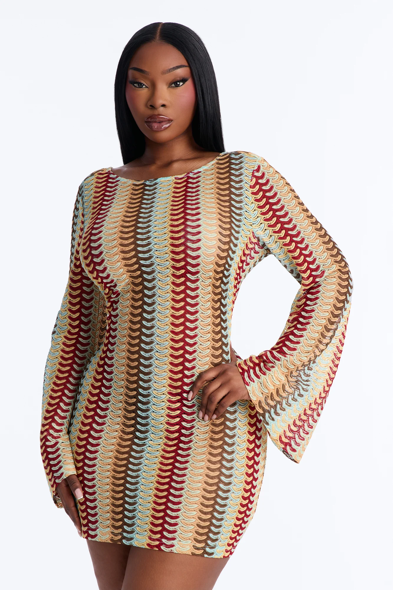 Baecation Open Back Crochet Mini Dress - Multi Color - Image 6