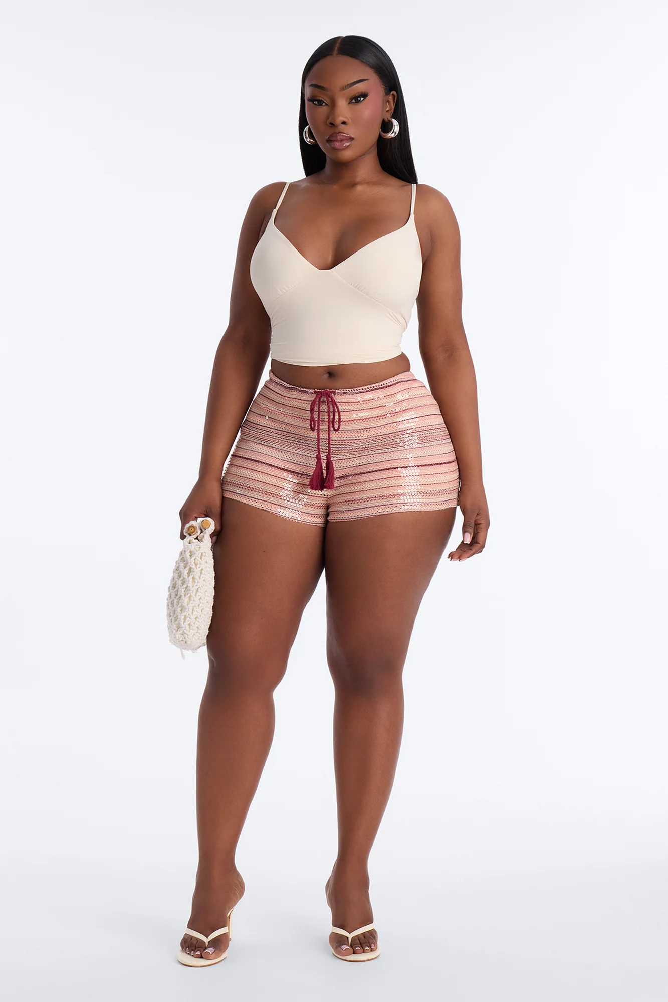 Baecation Sequin Striped Crochet Micro Short - Pink/combo - Image 5
