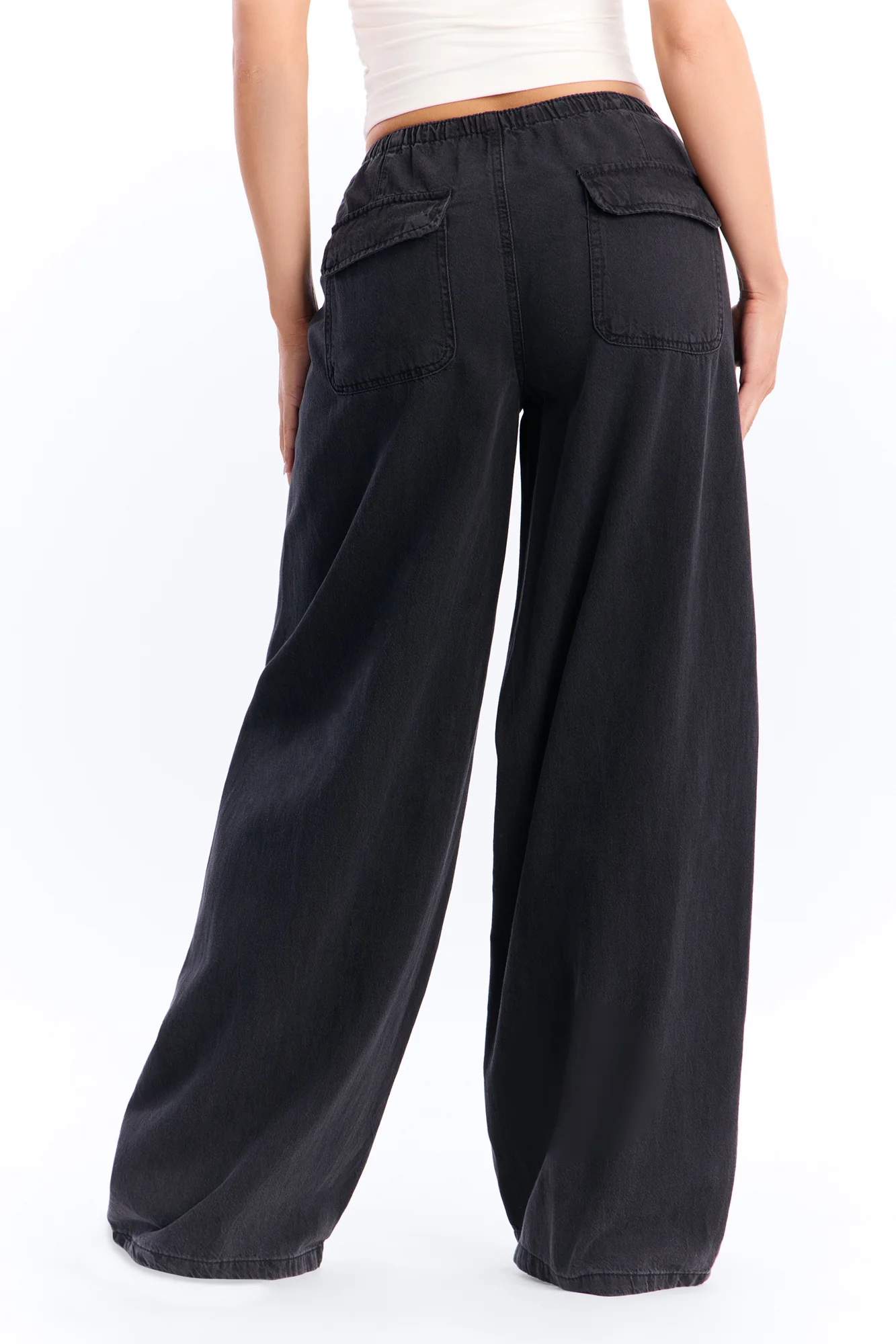 Baeside Tie Waist Wide Leg Jeans - Black - Image 4