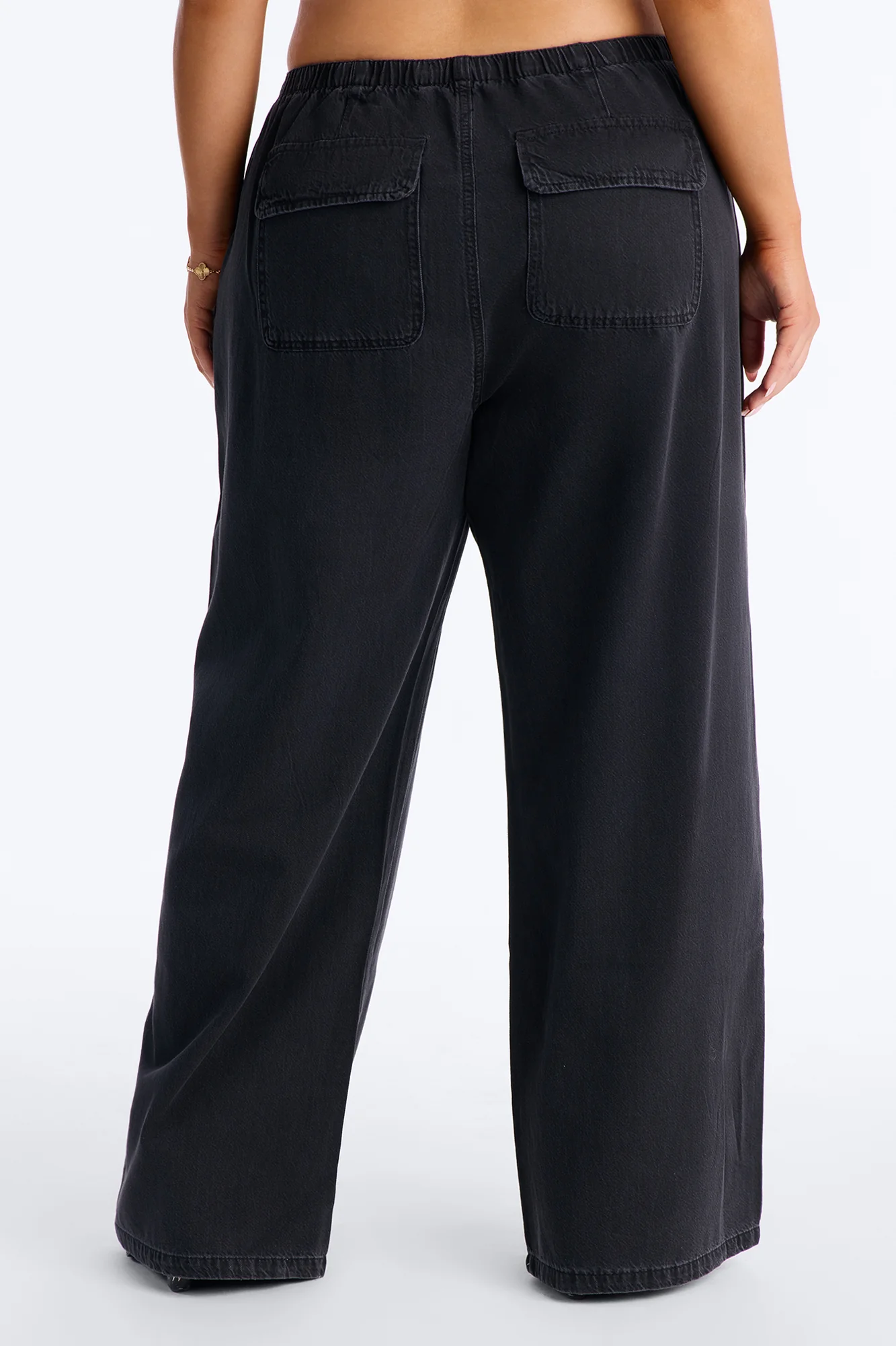 Baeside Tie Waist Wide Leg Jeans - Black - Image 8
