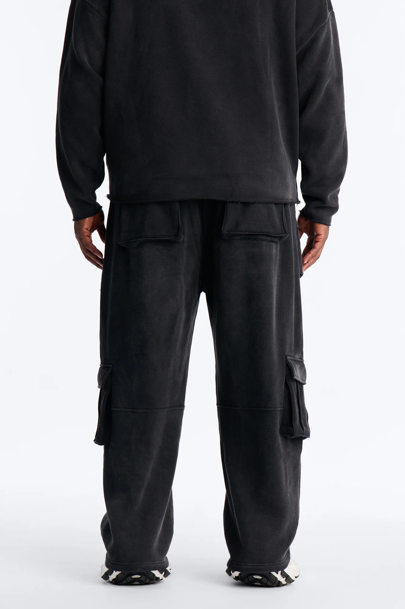 Baggy Cargo Drip Washed Sweatpants - Black Wash - Image 8