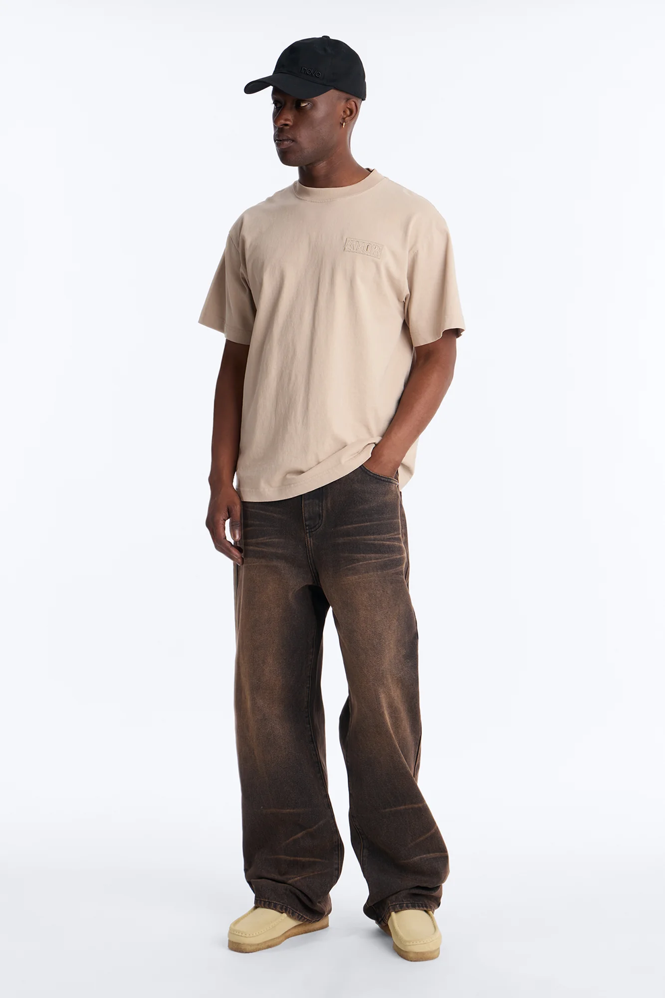 Baggy Dark Wave Jeans - Brown - Image 2