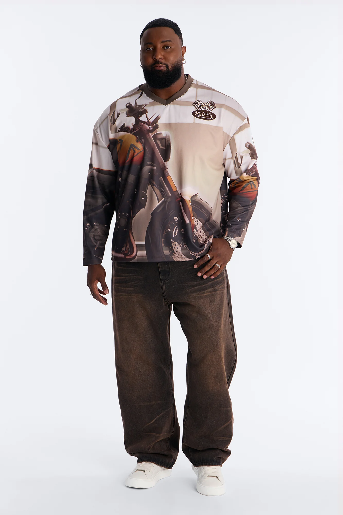 Baggy Dark Wave Jeans - Brown - Image 6