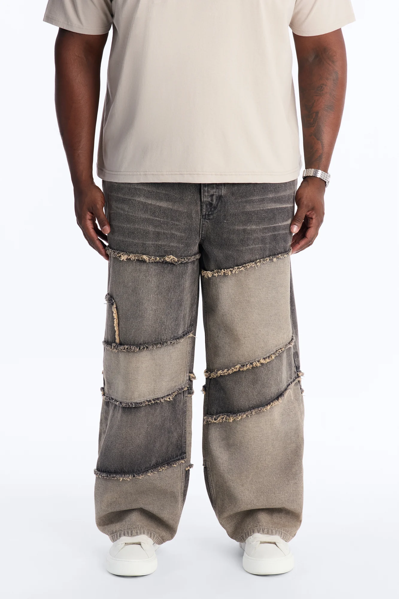 Baggy Fray Zone Jeans - Grey - Image 5