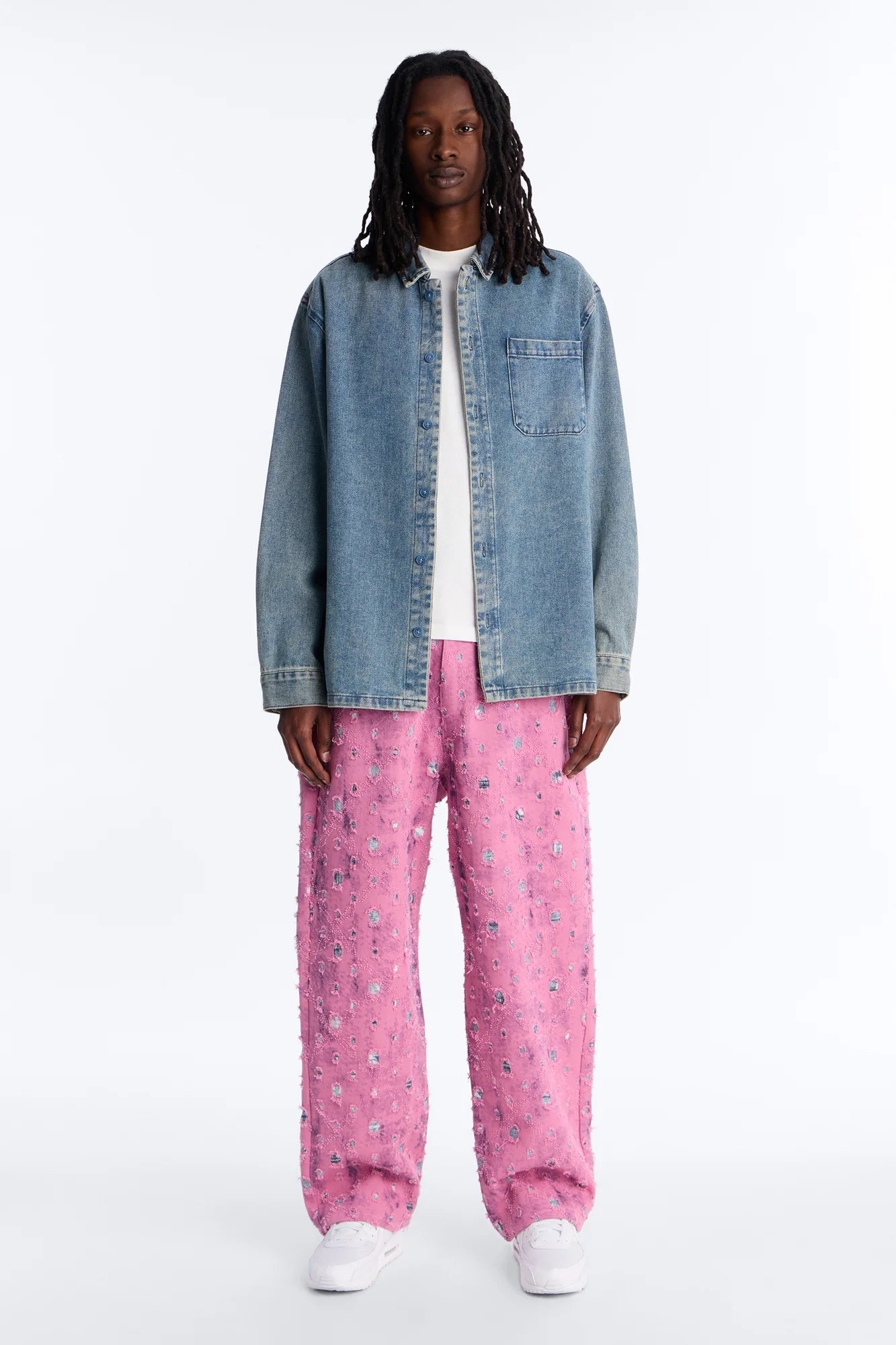 Baggy Frayed Illusions Jean - Pink - Image 2