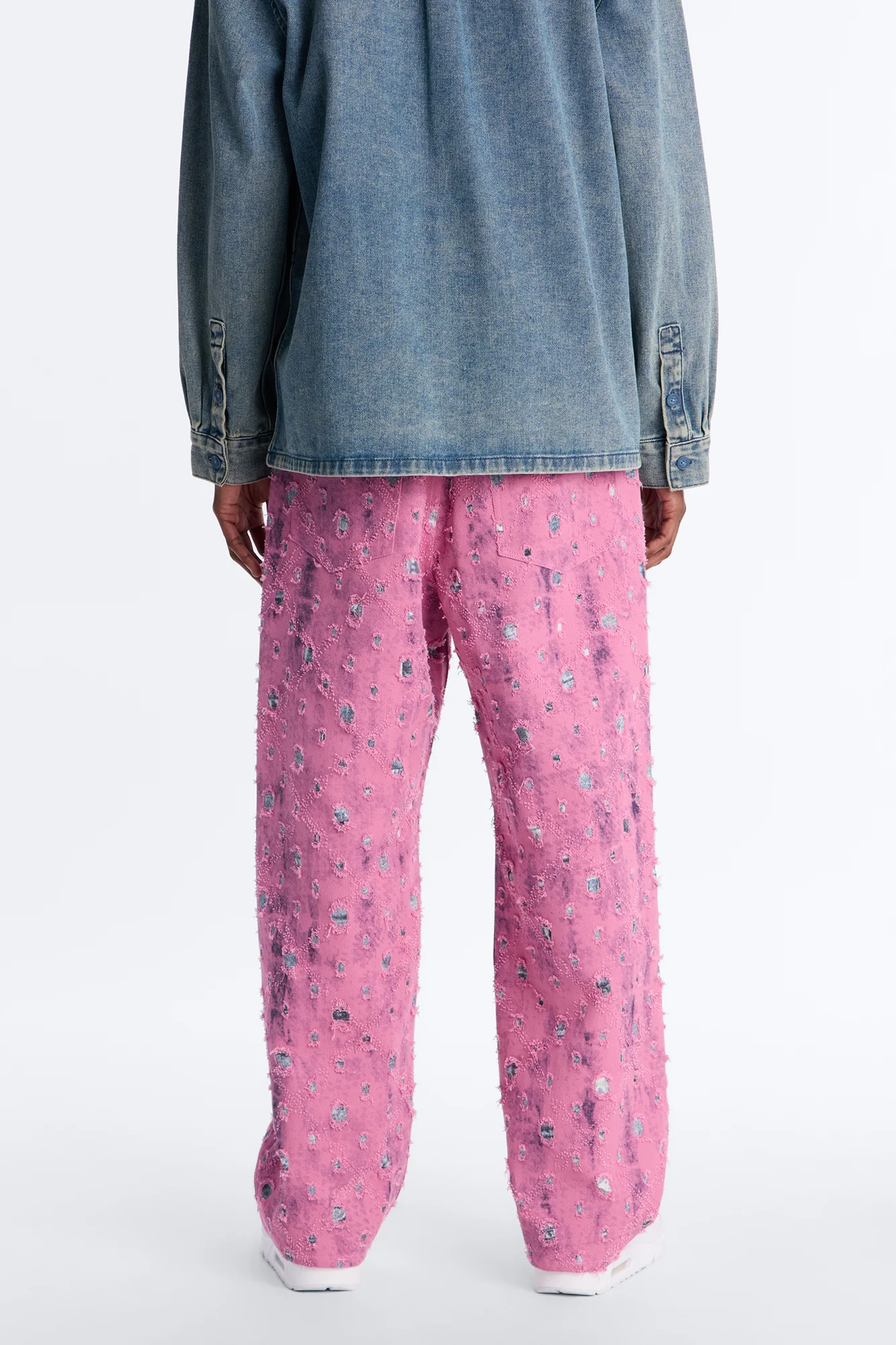 Baggy Frayed Illusions Jean - Pink - Image 4