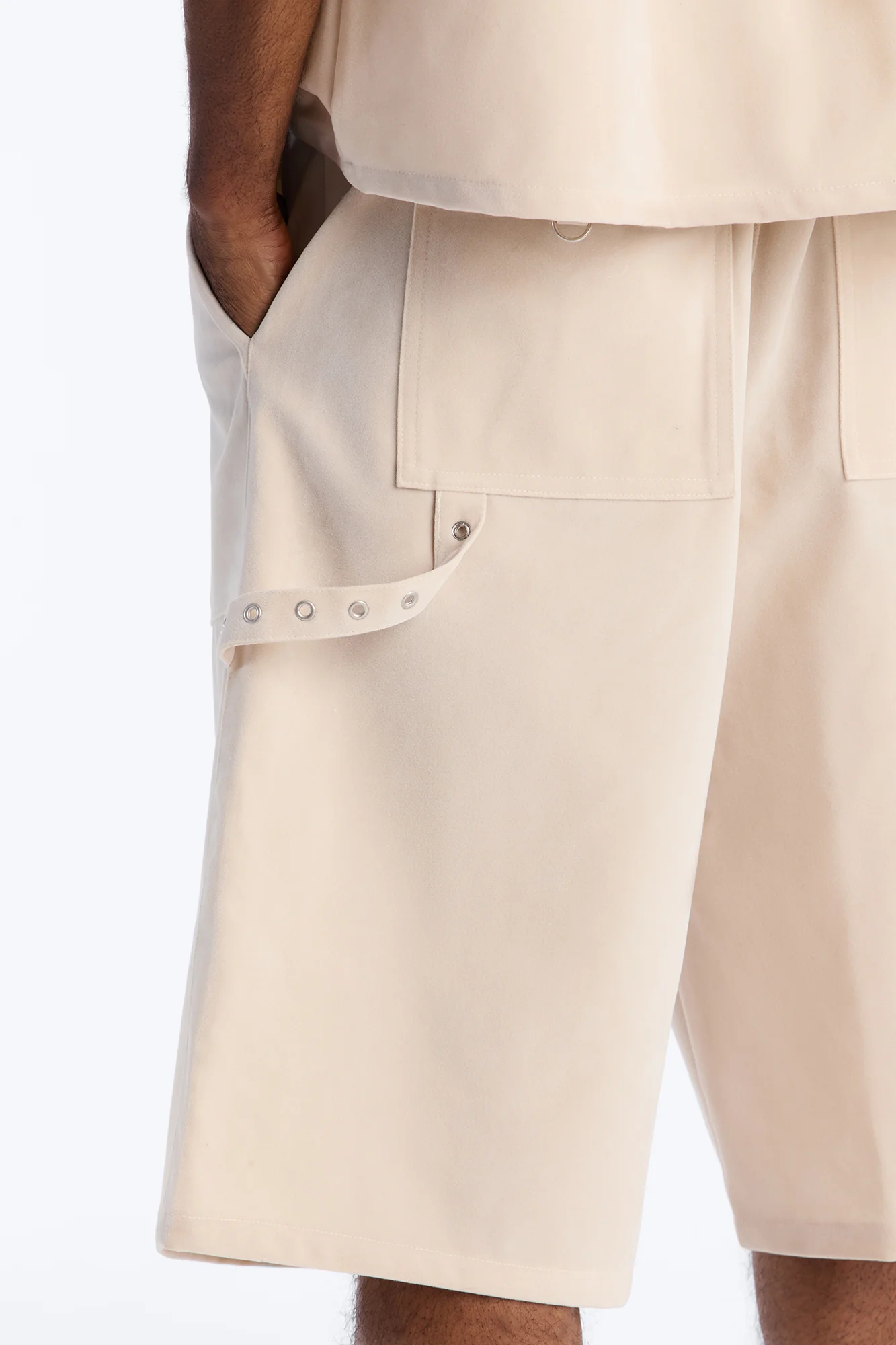 Baggy Freedom Ranch Faux Suede Utility Short - Stone - Image 5