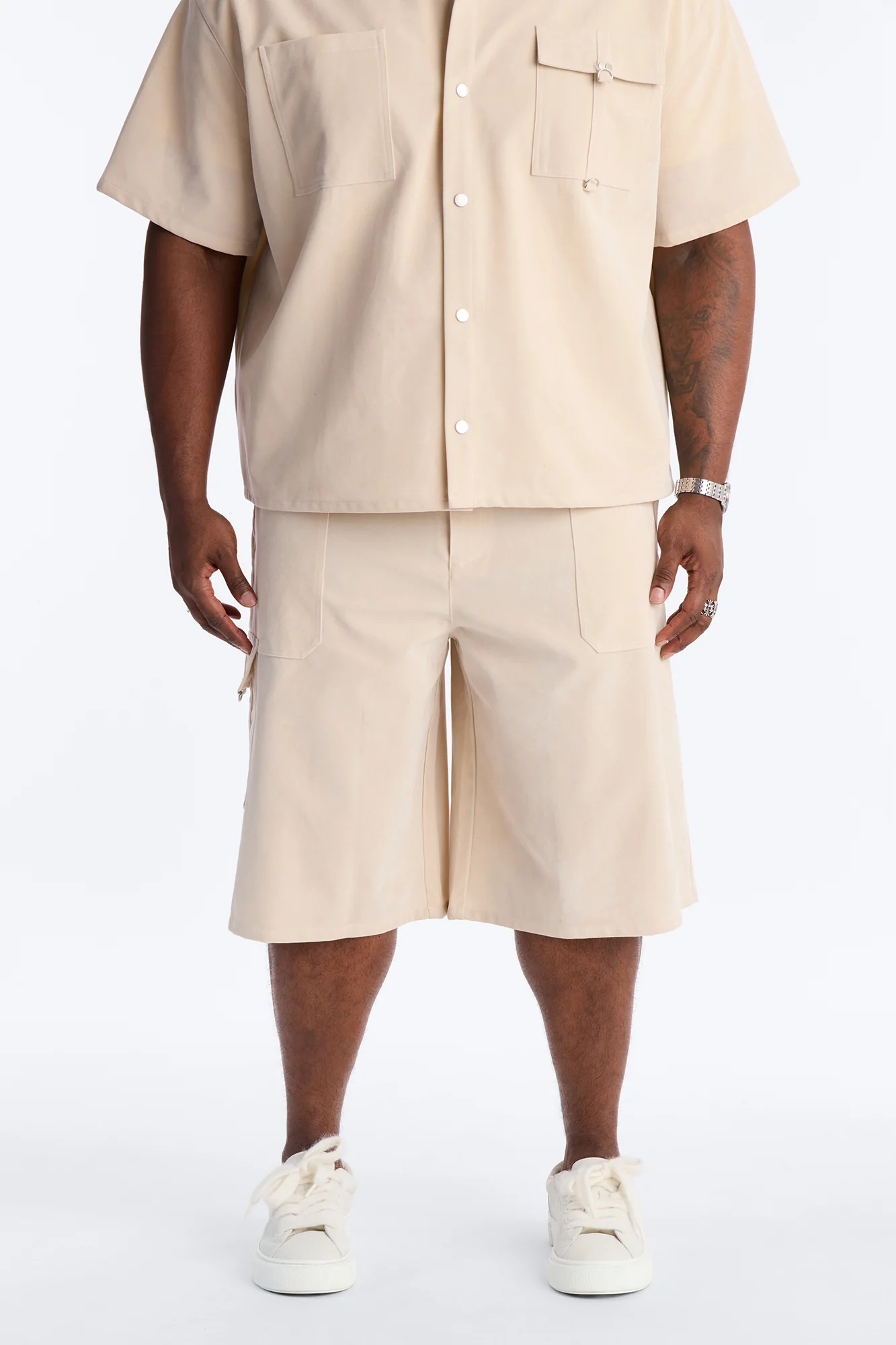 Baggy Freedom Ranch Faux Suede Utility Short - Stone - Image 7
