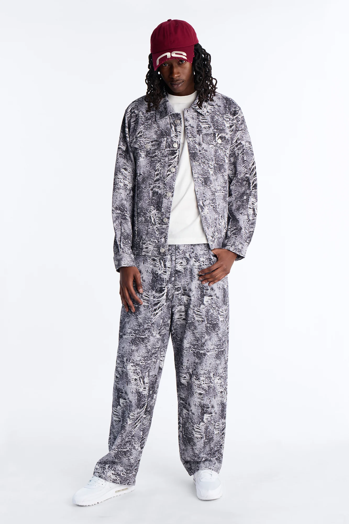 Baggy Ghost Distressed Printed Jean - Black - Image 2