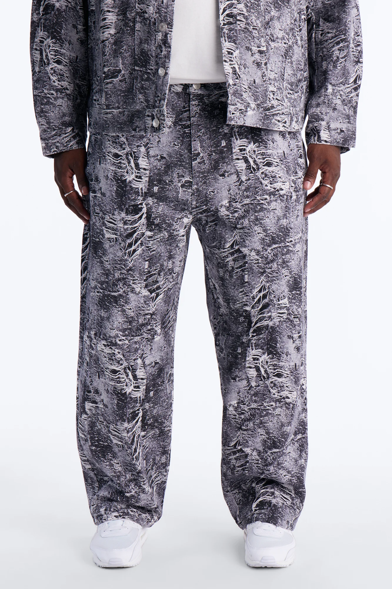 Baggy Ghost Distressed Printed Jean - Black - Image 5