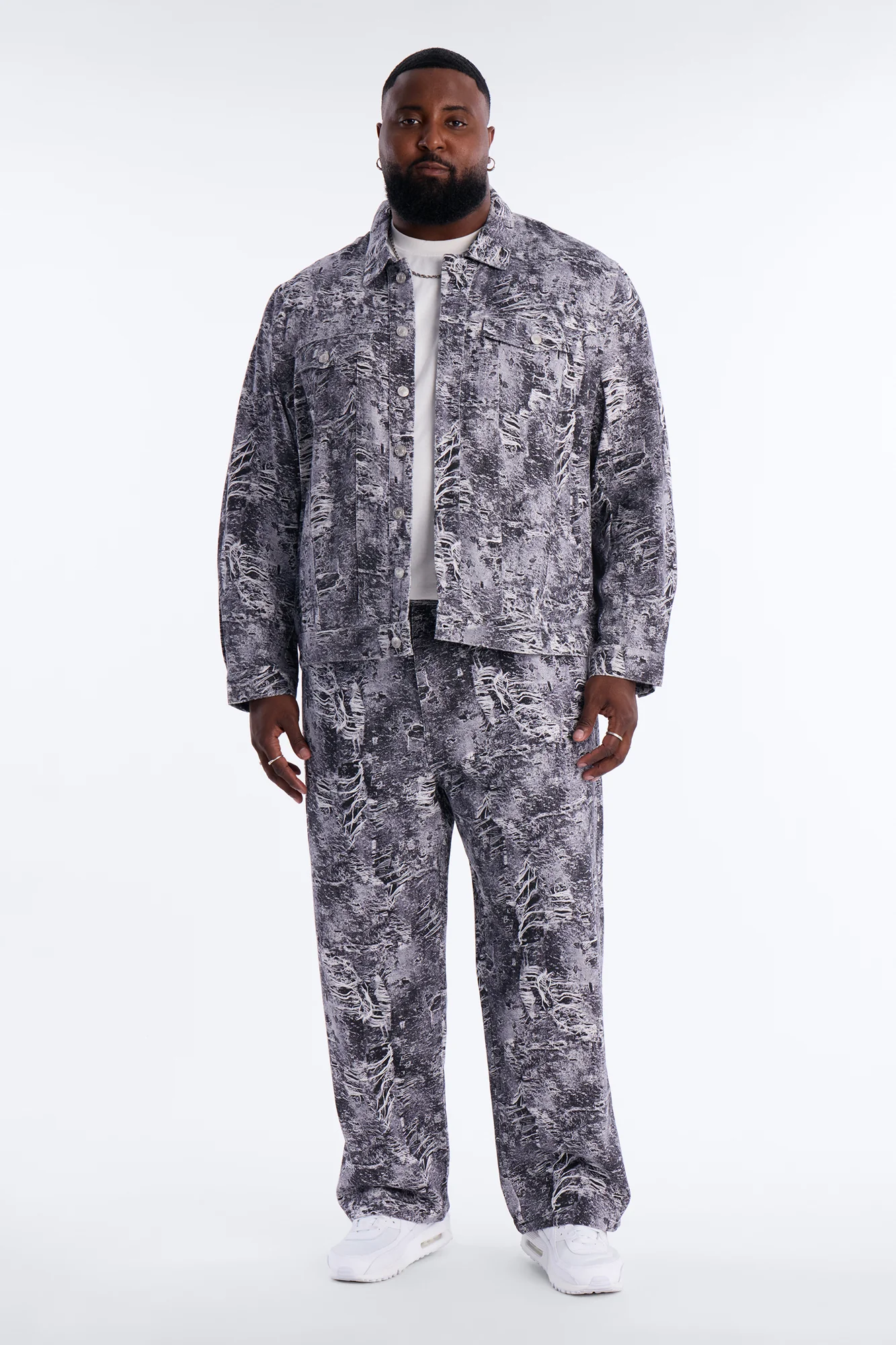 Baggy Ghost Distressed Printed Jean - Black - Image 6