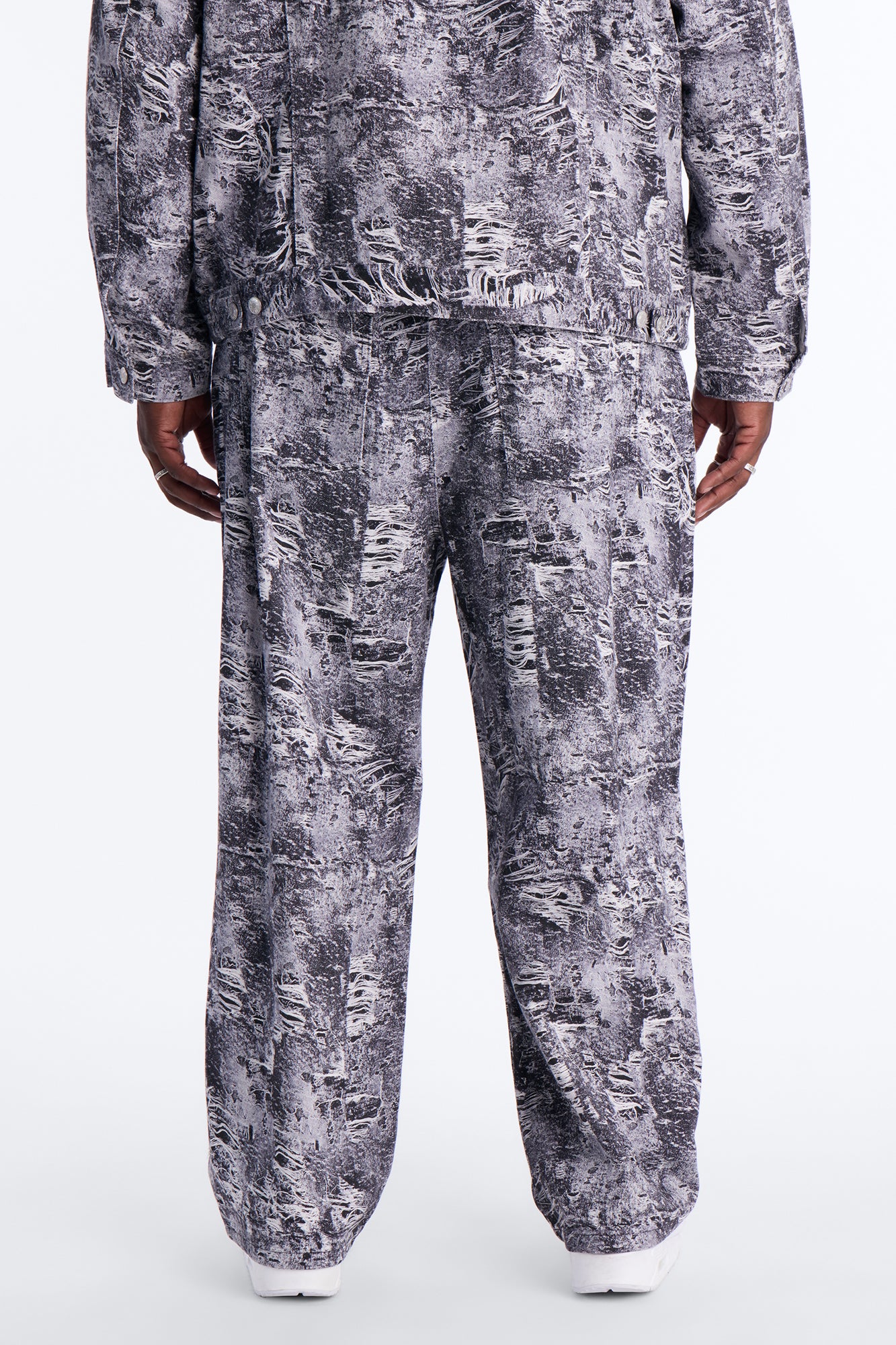 Baggy Ghost Distressed Printed Jean - Black - Image 8