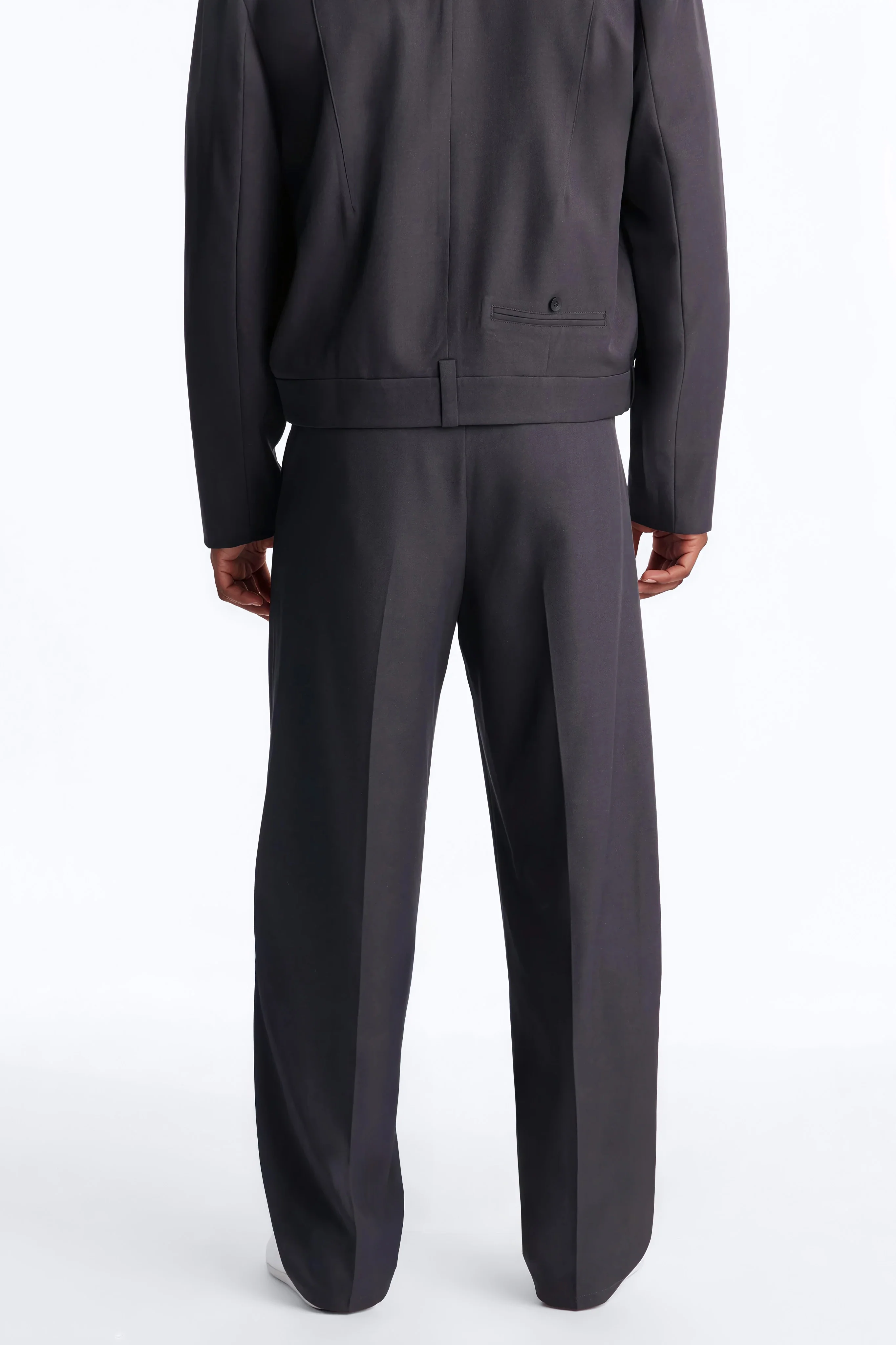 Baggy Inverted Details Indent Pleated Trouser - Grey - Image 3
