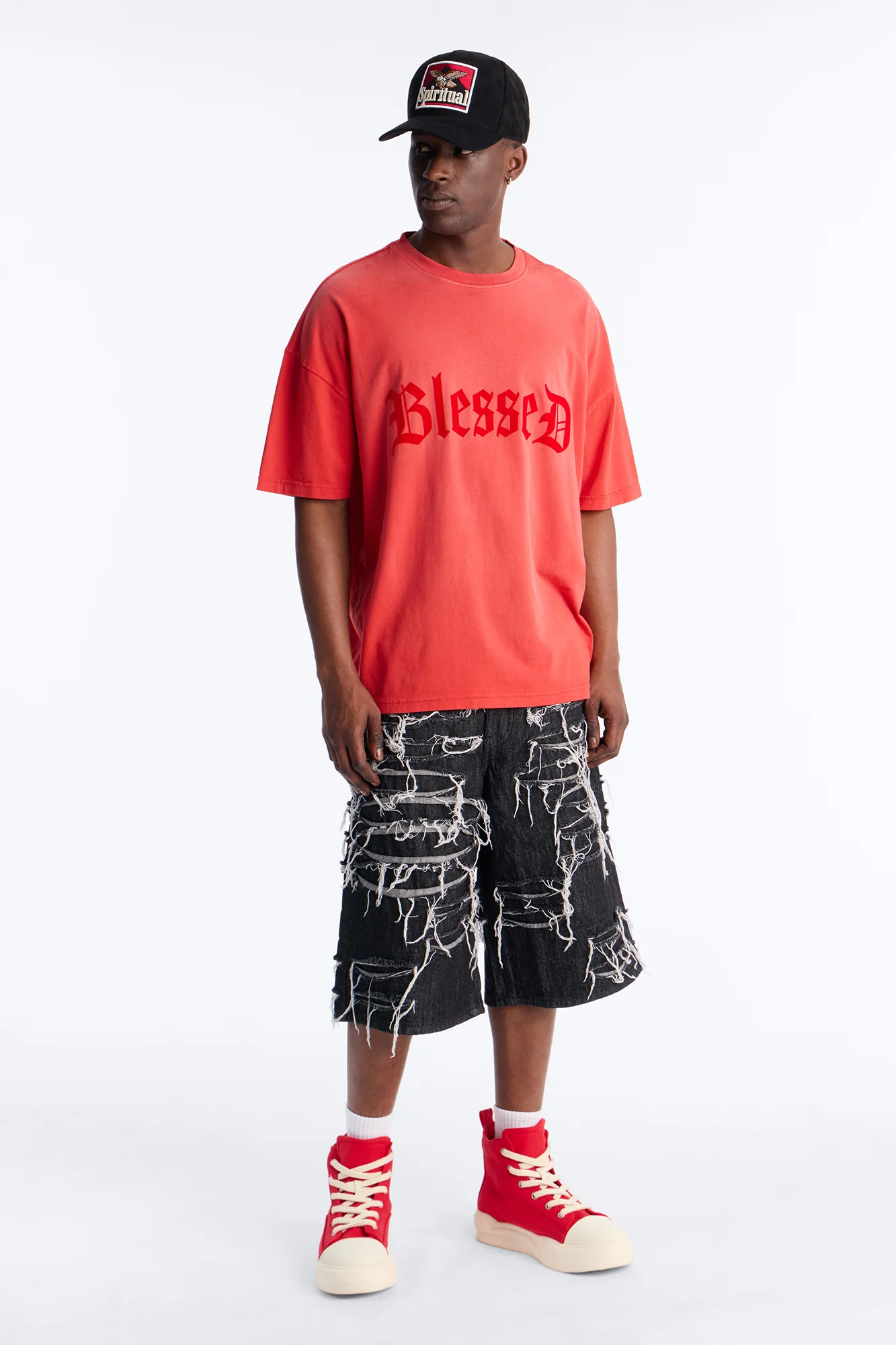 Baggy Jackson Fray Denim Short - Black Wash - Image 2