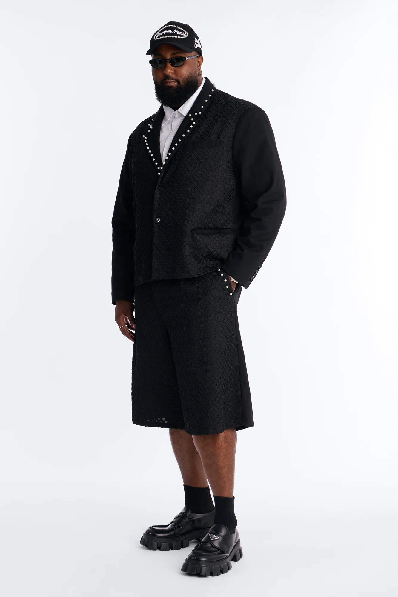 Baggy Lattice Luxe Pearl Short - Black - Image 6