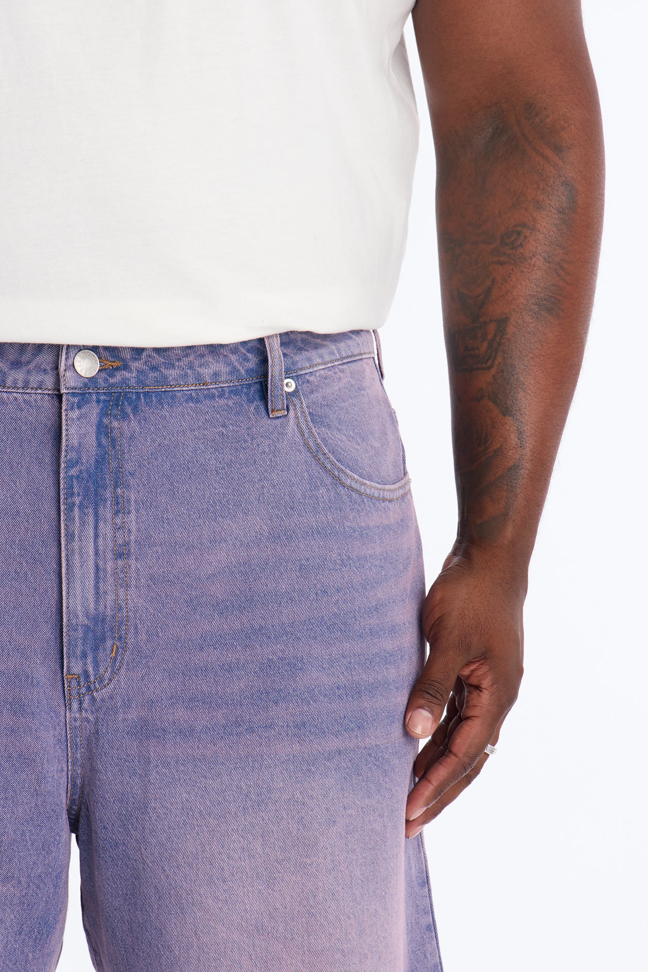 Baggy Miami Fade Denim Short - Pink - Image 8