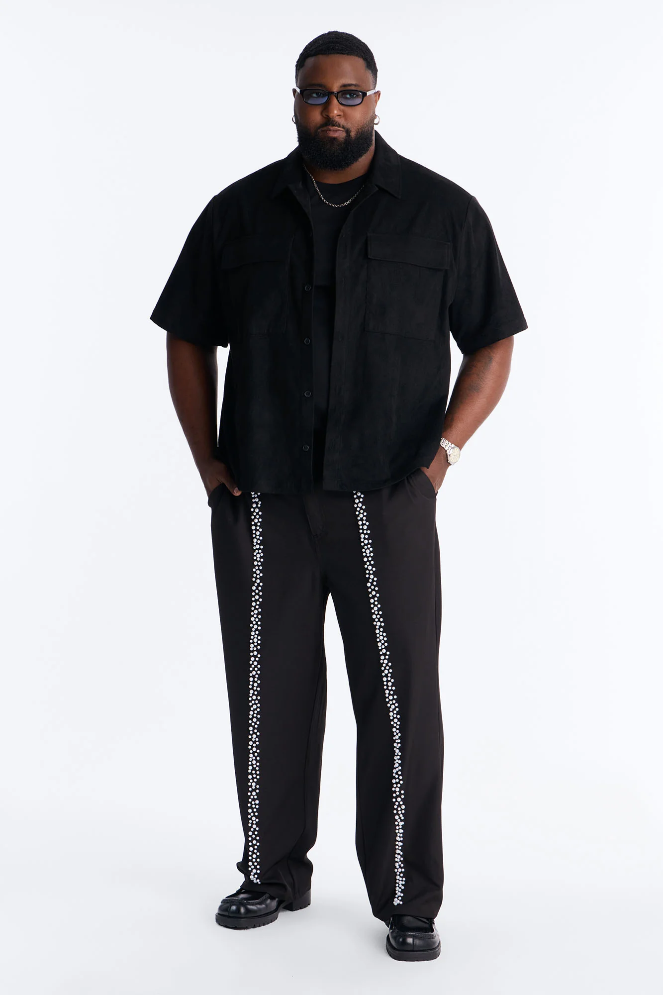 Baggy Pearl Cascade Trouser - Black - Image 6