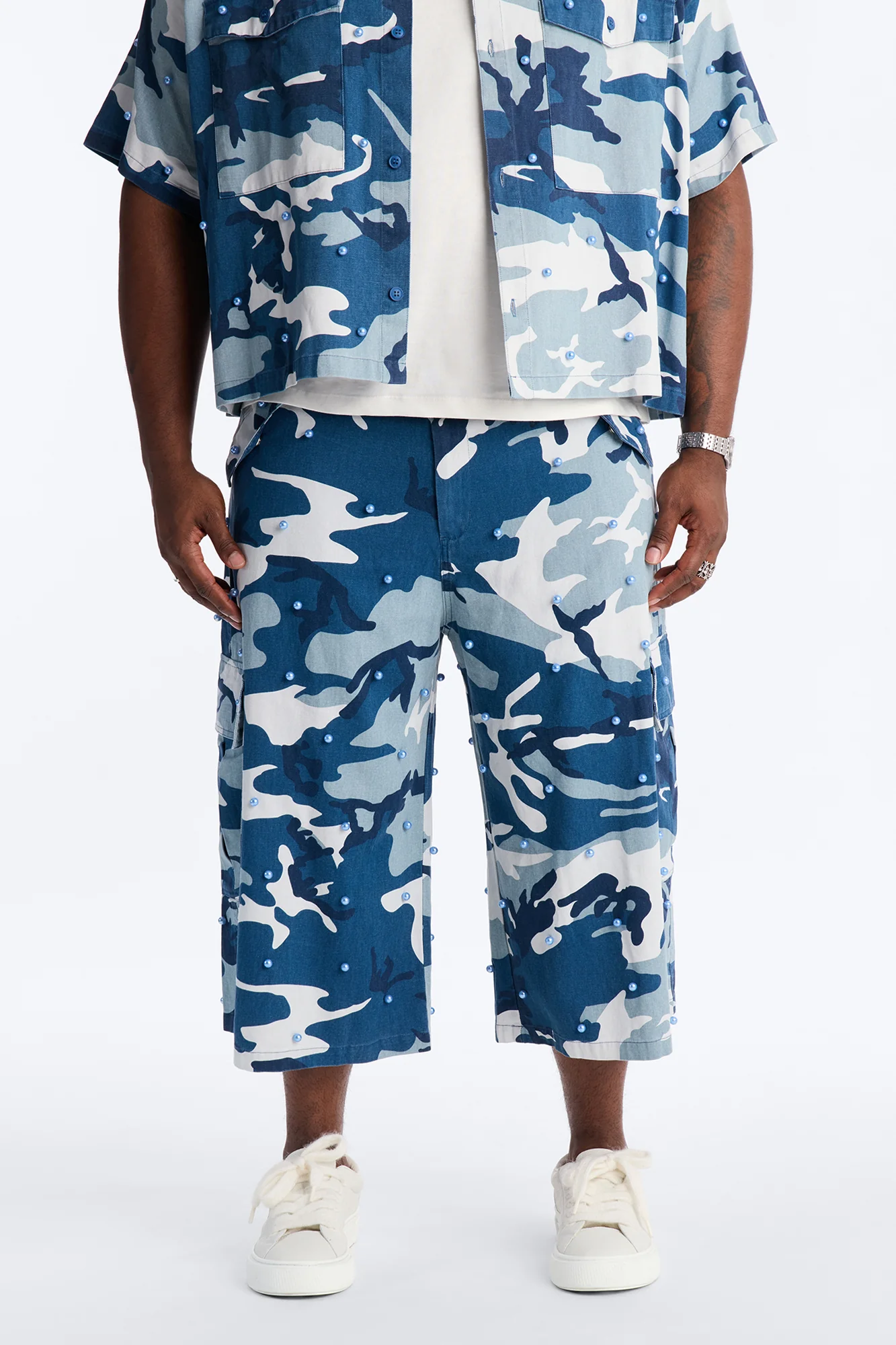 Baggy Pearl Still Wildin' Camo Short - Blue - Image 5