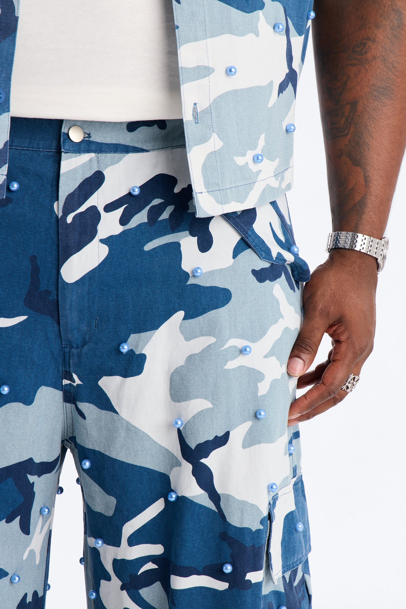 Baggy Pearl Still Wildin' Camo Short - Blue - Image 7