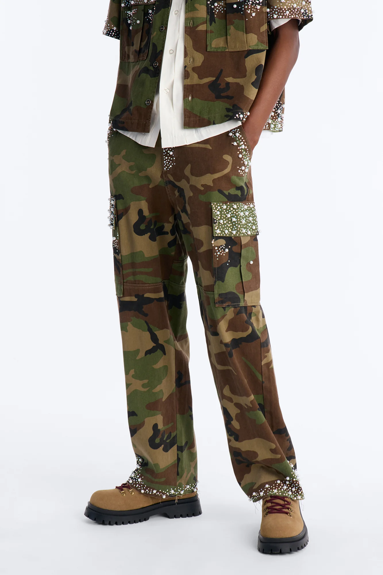 Baggy Pearl World Embellished Pant - Camouflage - Image 2