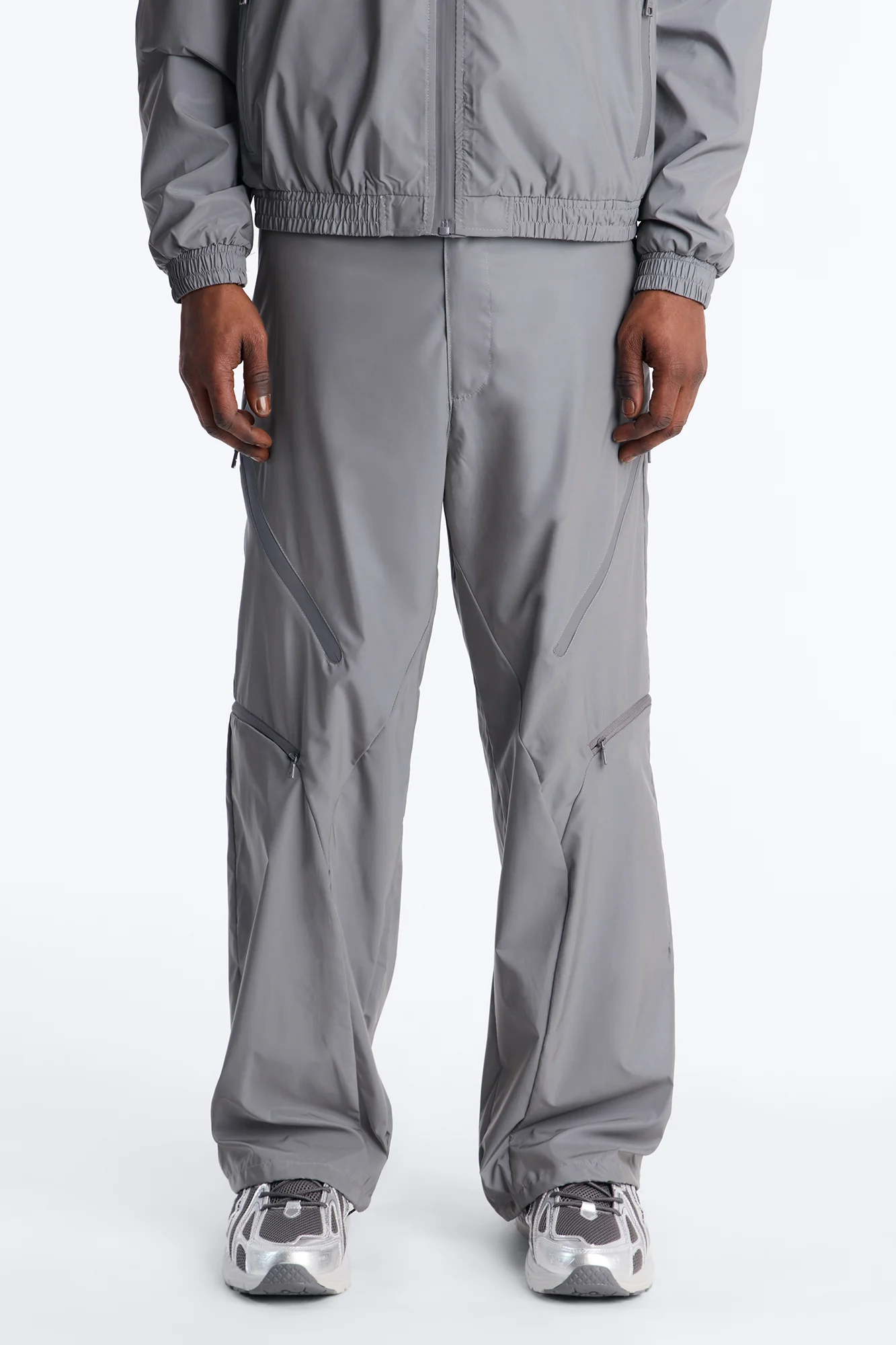 Baggy Reflective Zip Pant - Silver