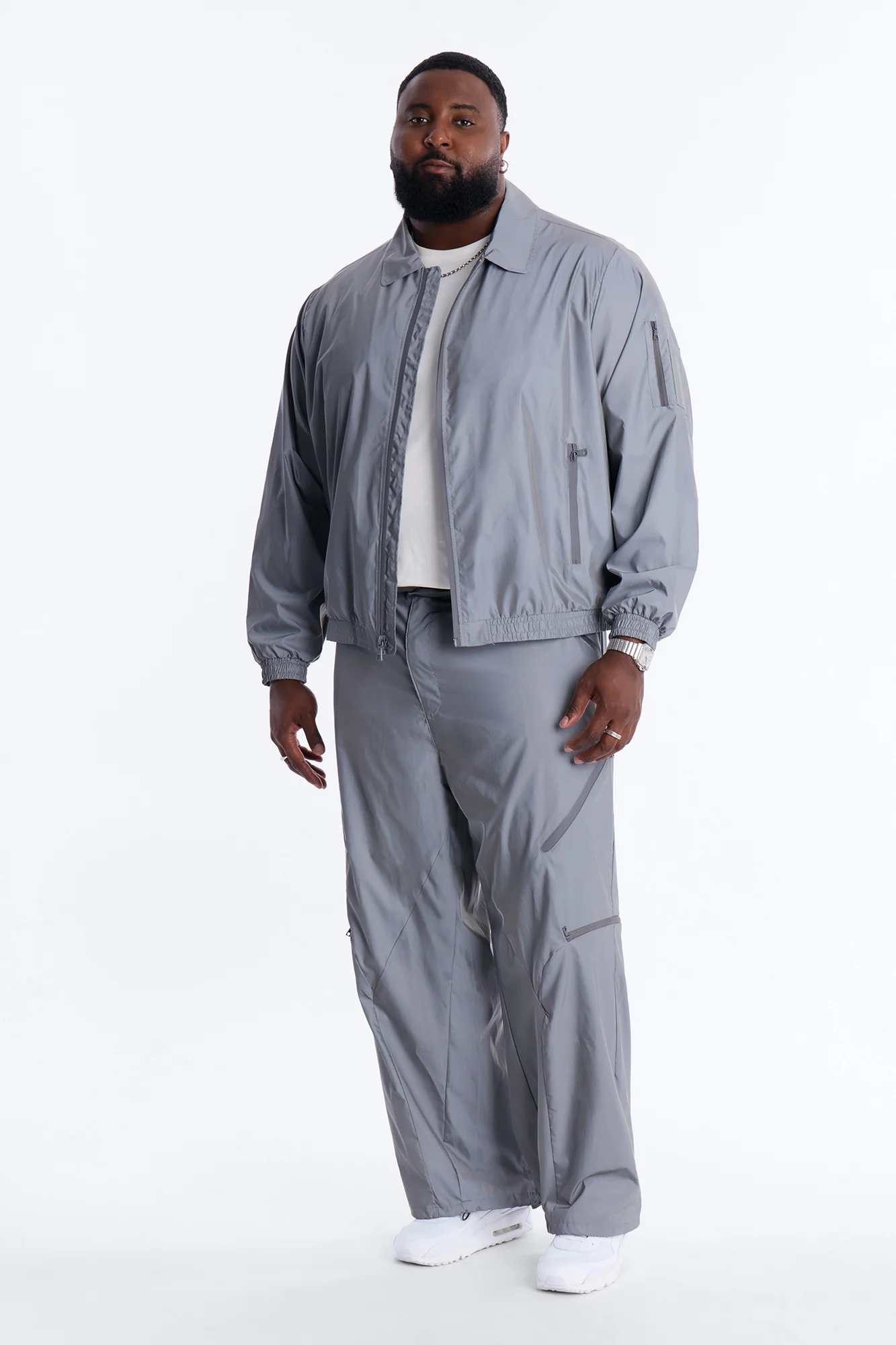 Baggy Reflective Zip Pant - Silver - Image 7